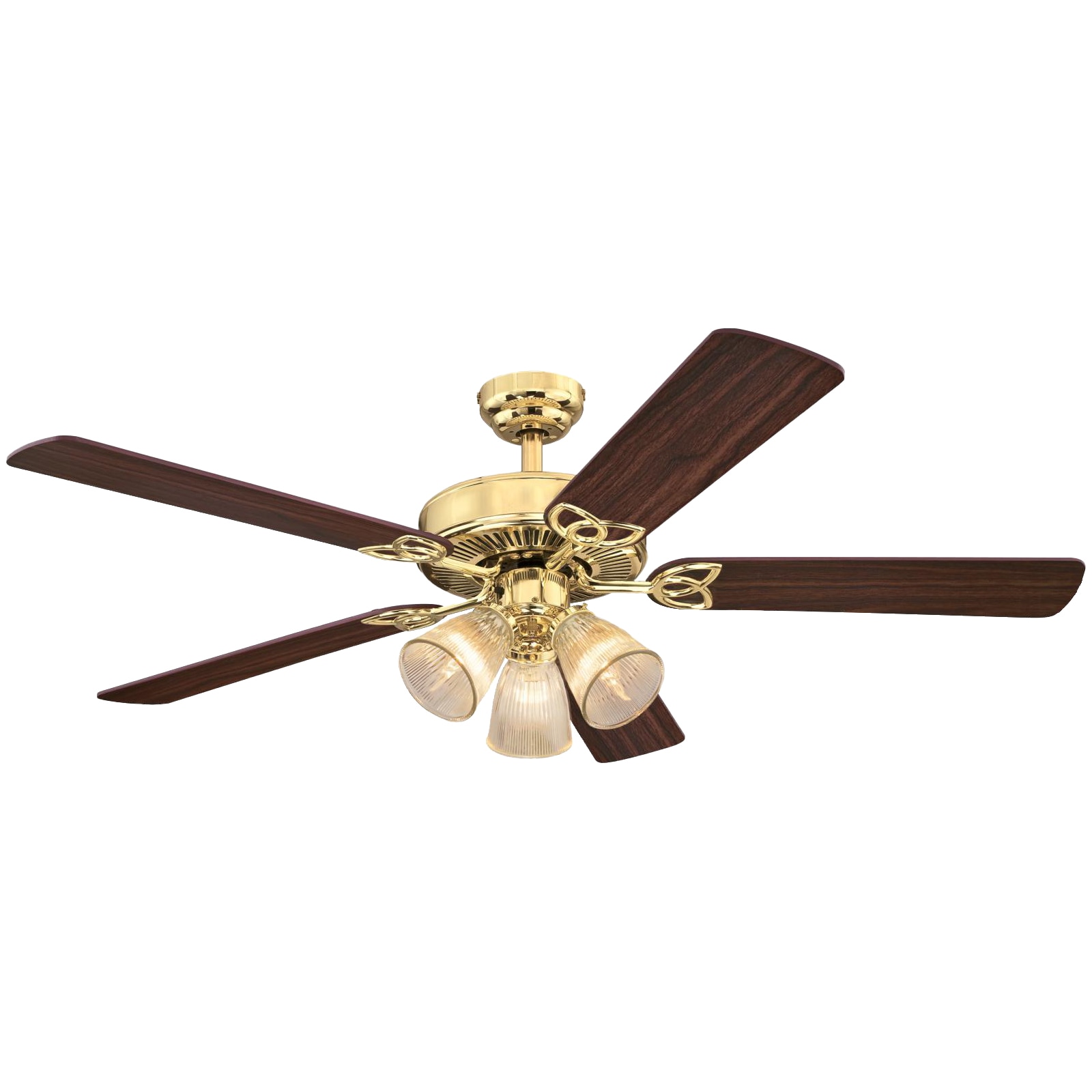 Ciata 52-in Vintage Polished Brass LED Indoor Downrod or Flush Mount  Ceiling Fan with Light (5-Blade) in the Ceiling Fans department at