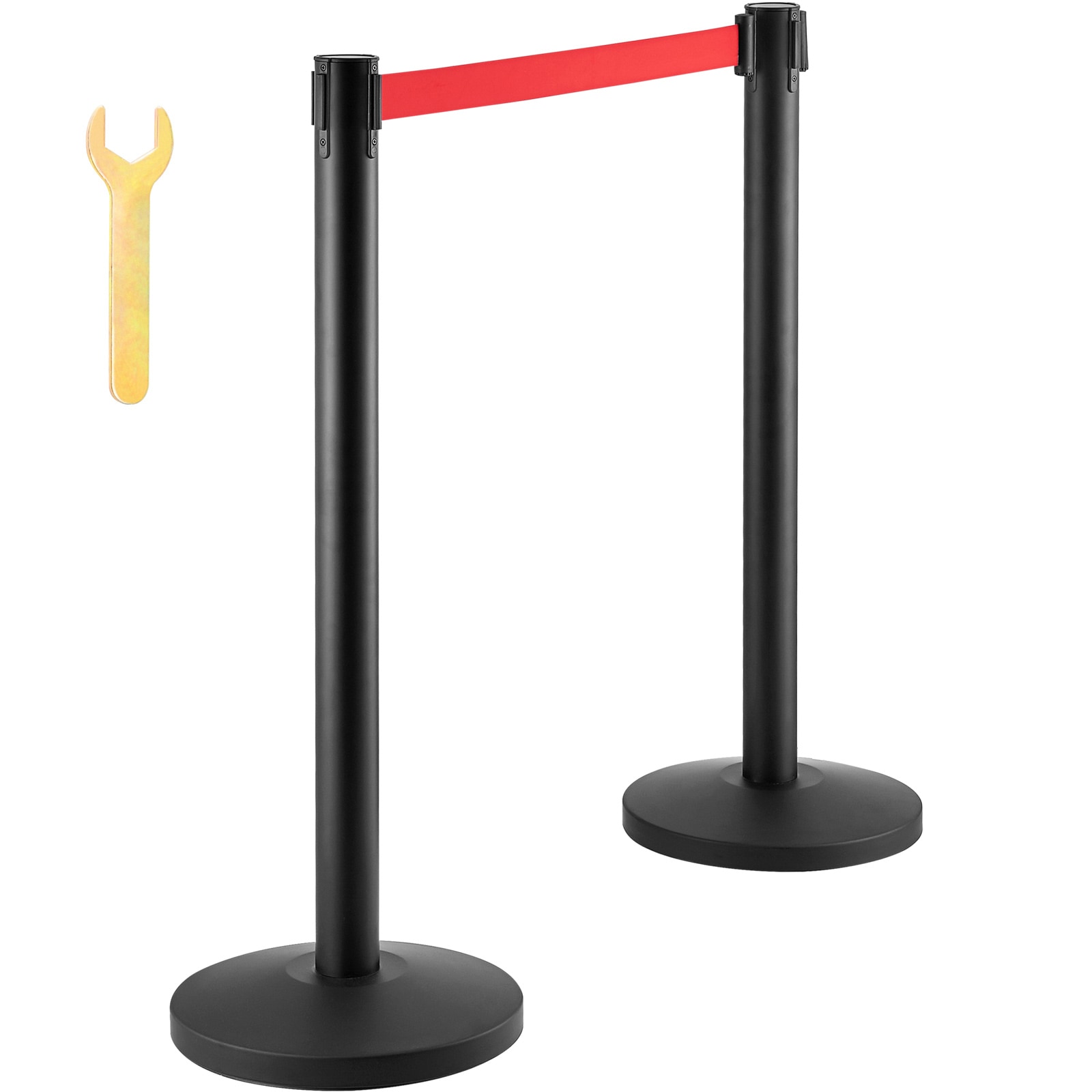VEVOR SCZGGLZHSTZX02343V0 Crowd Control Stanchions  2-Pack Crowd Control Barriers  Carbon Steel Baking Painted Stanchion Queue Post with 11FT Red Retractable Belt  Belt Barriers Line Divider for Exhibition  Airport