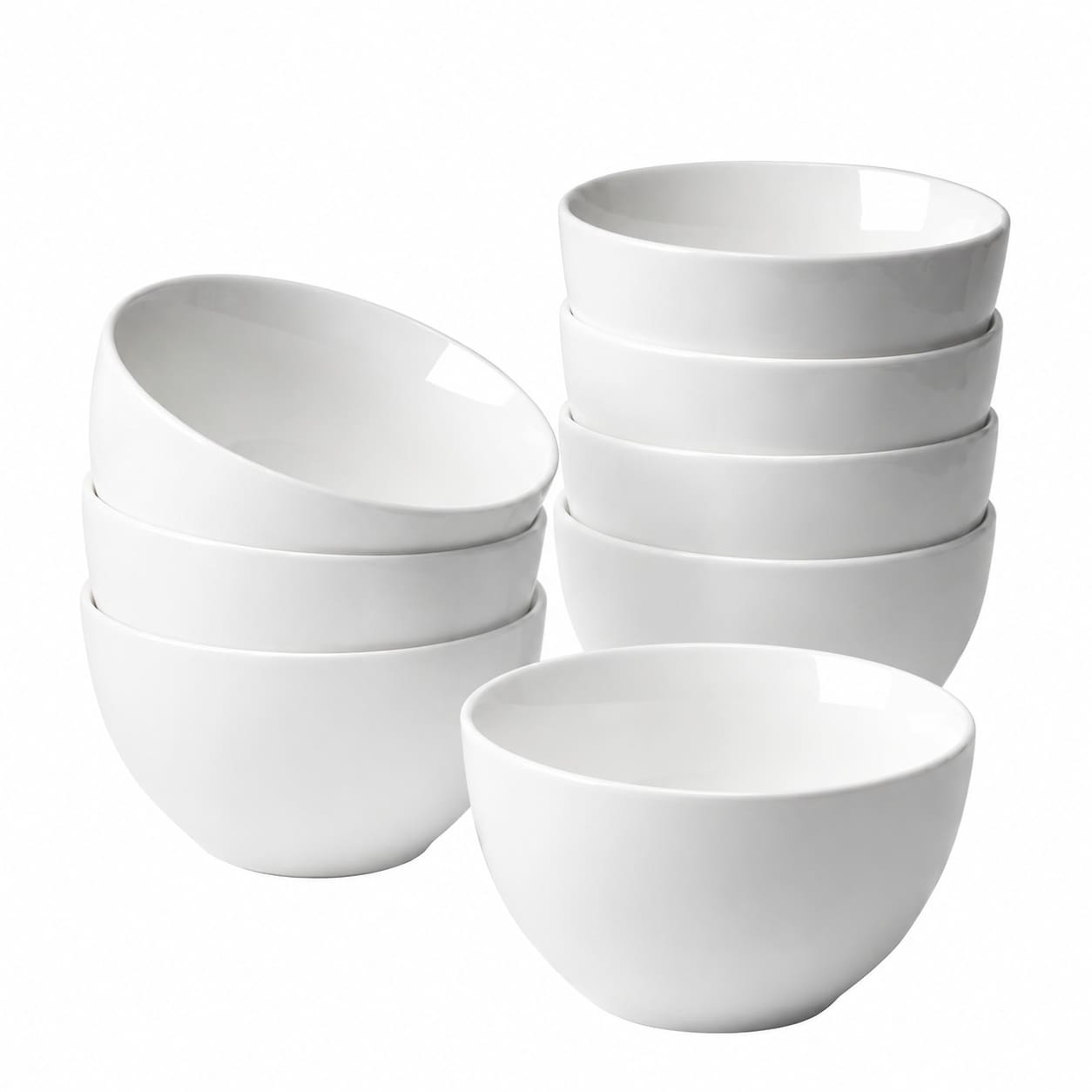 Aoibox  10 oz White Ceramic Salad Bowl Set of 8 4 3 in Diameter Small Bowls for Dessert Snack and Side Dishes
