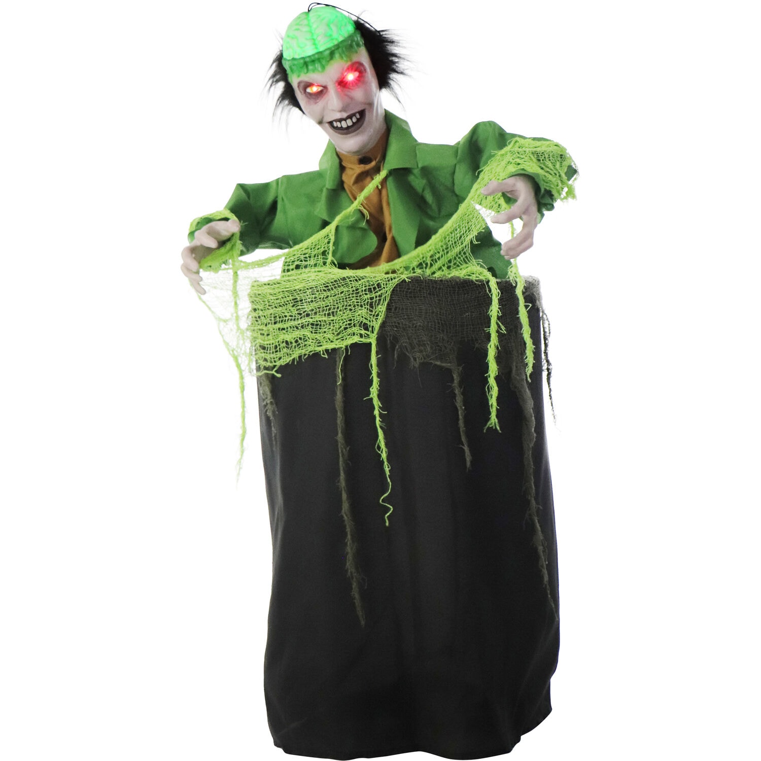 Haunted Hill Farm HHMAN-8FLSA 3.58-ft Freestanding Moaning Lighted Dr Ooze Zombie Animatronic