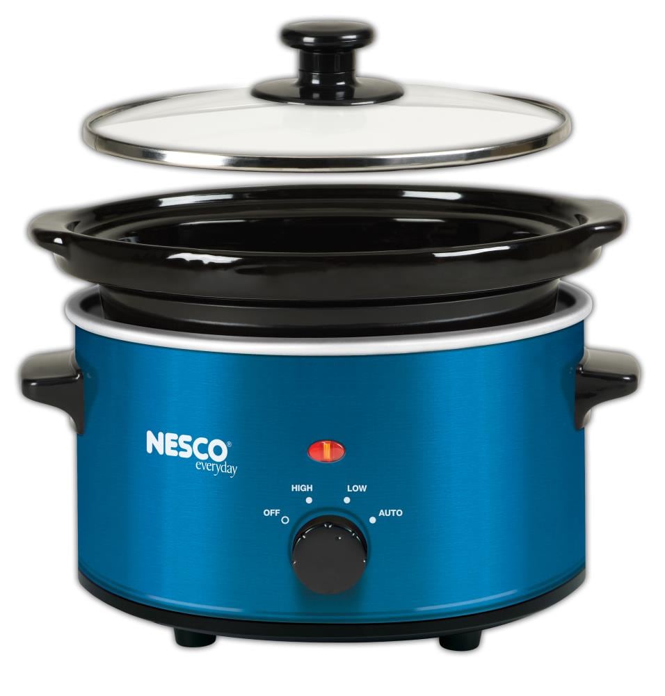 Nesco 1.5 qt Slow Cooker- NEW- Silver- 120watt- 3 heat settings- power  light