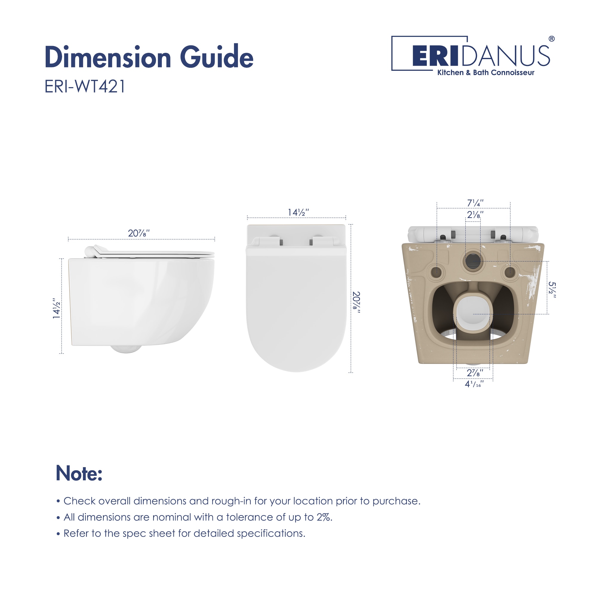 Hampton White Wall Mounted Dual Flush Toilet