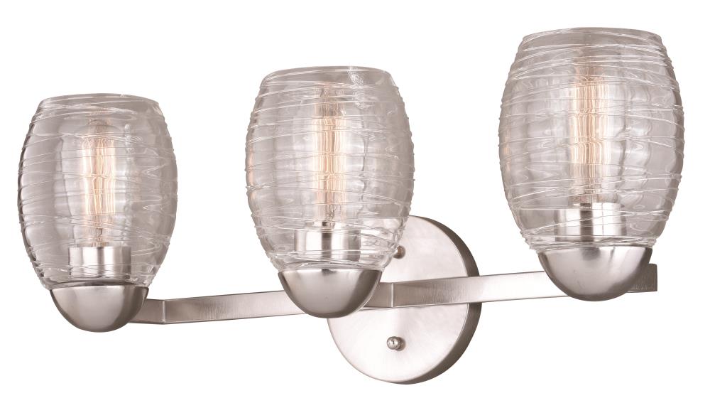 Cascadia W0317 Isley 3-Light Satin Nickel Transitional Vanity Light