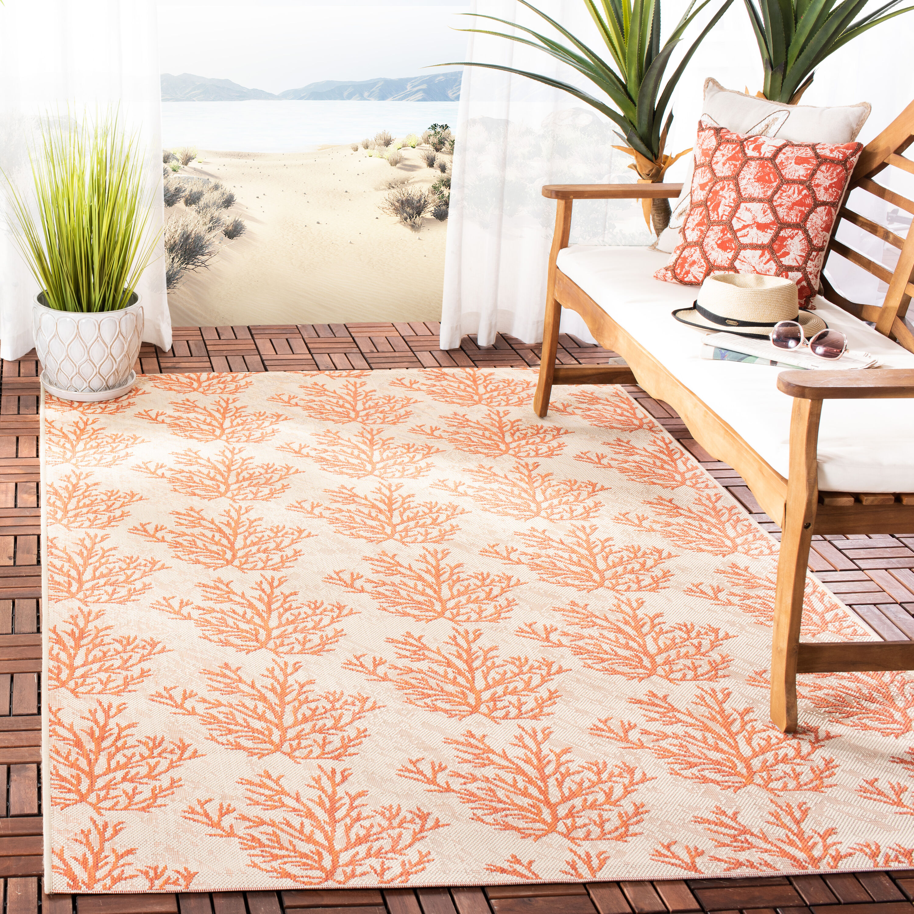 Safavieh - Courtyard 6210-231 Beige Terracotta 5 x 8 Rectangular Area rug