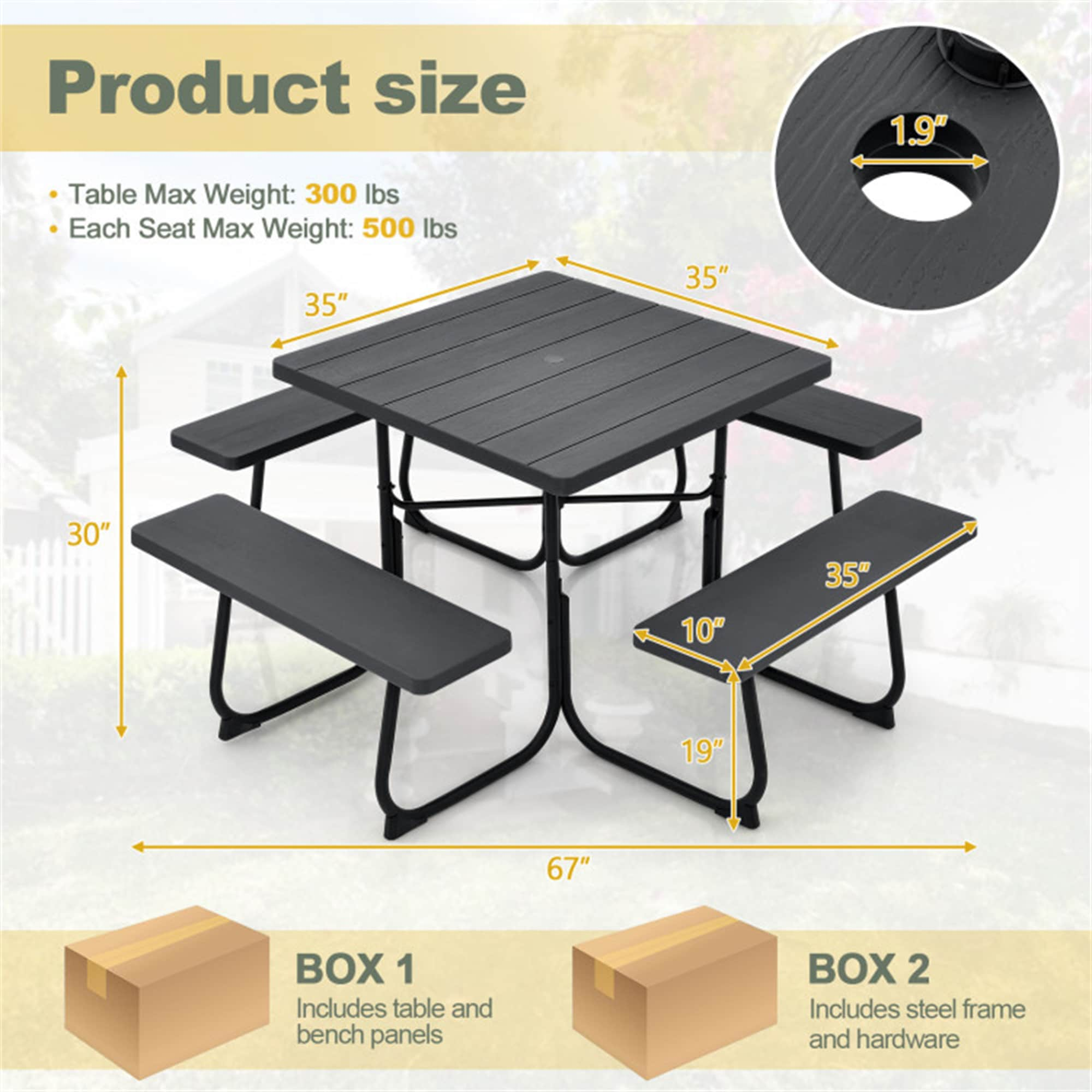 Ultra Play Natural Extra Heavy-Duty ADA Accessible Rectangular Table, Single Sided / Recycled Plastic / Pressure Treated