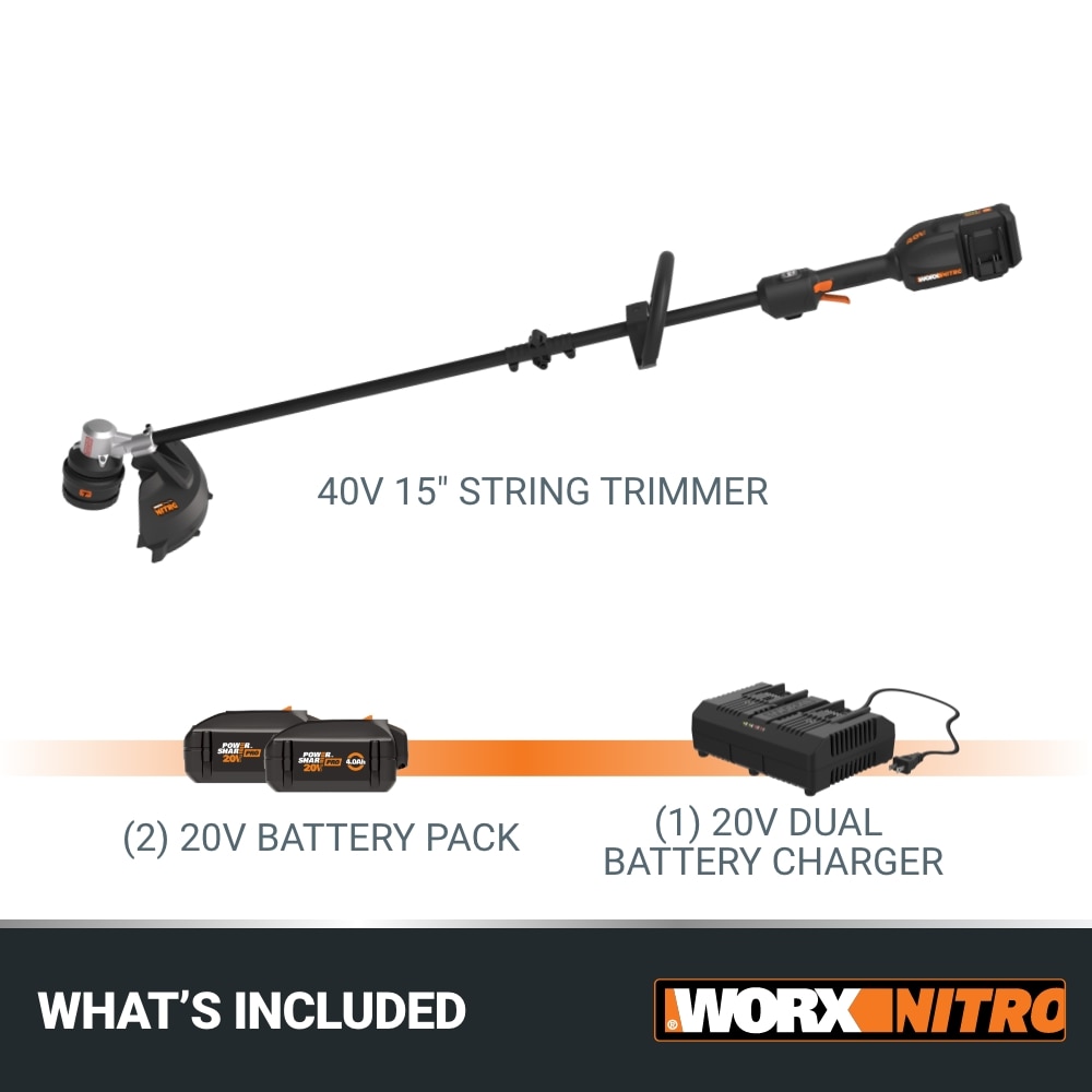 Worx Nitro Wg186 40v Powershare Pro Attachment-capable Driveshare 15  Cordless String Trimmer : Target