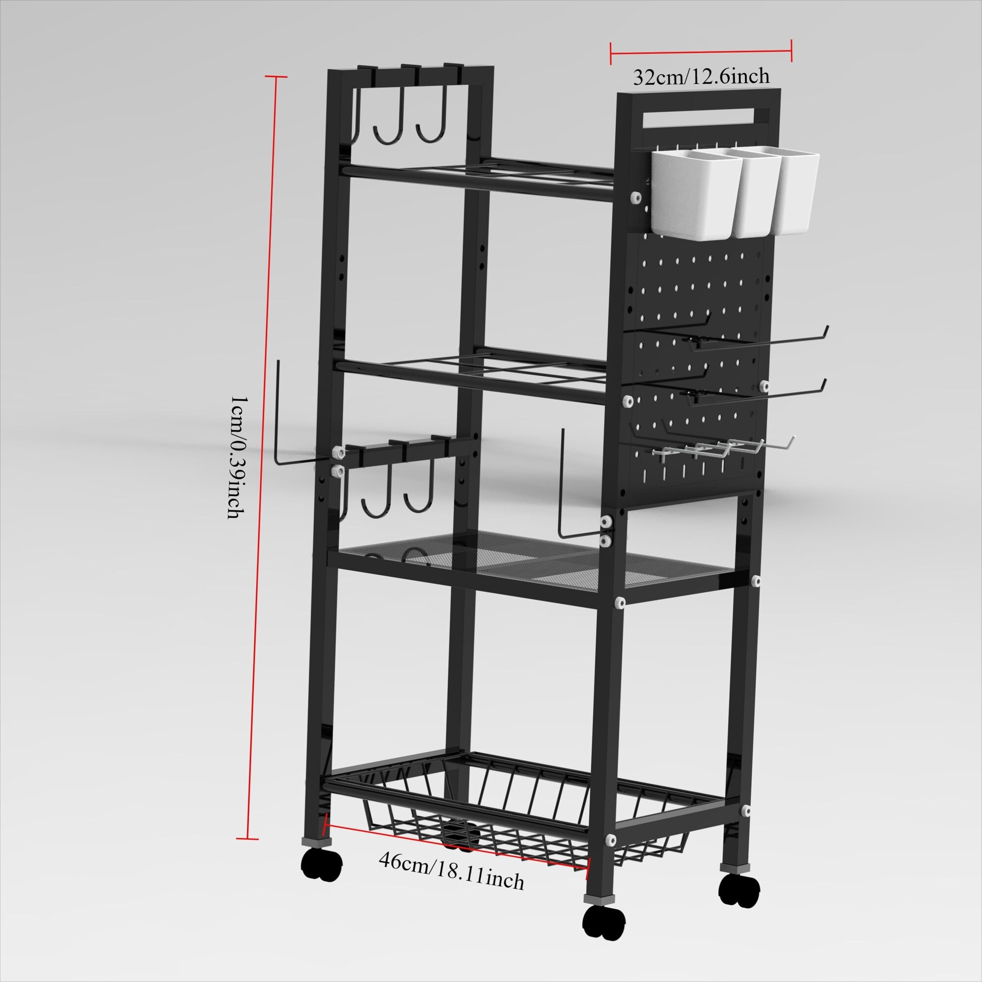 SenQWFa Rolling Wrapping Paper Organizer Cart with Pegboard Storage ...