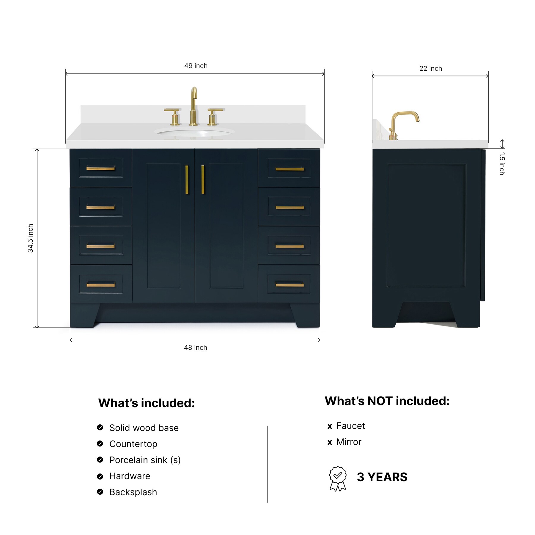 ARIEL Q049SWQOVOMNB Bath-Vanity-Combo - View #3