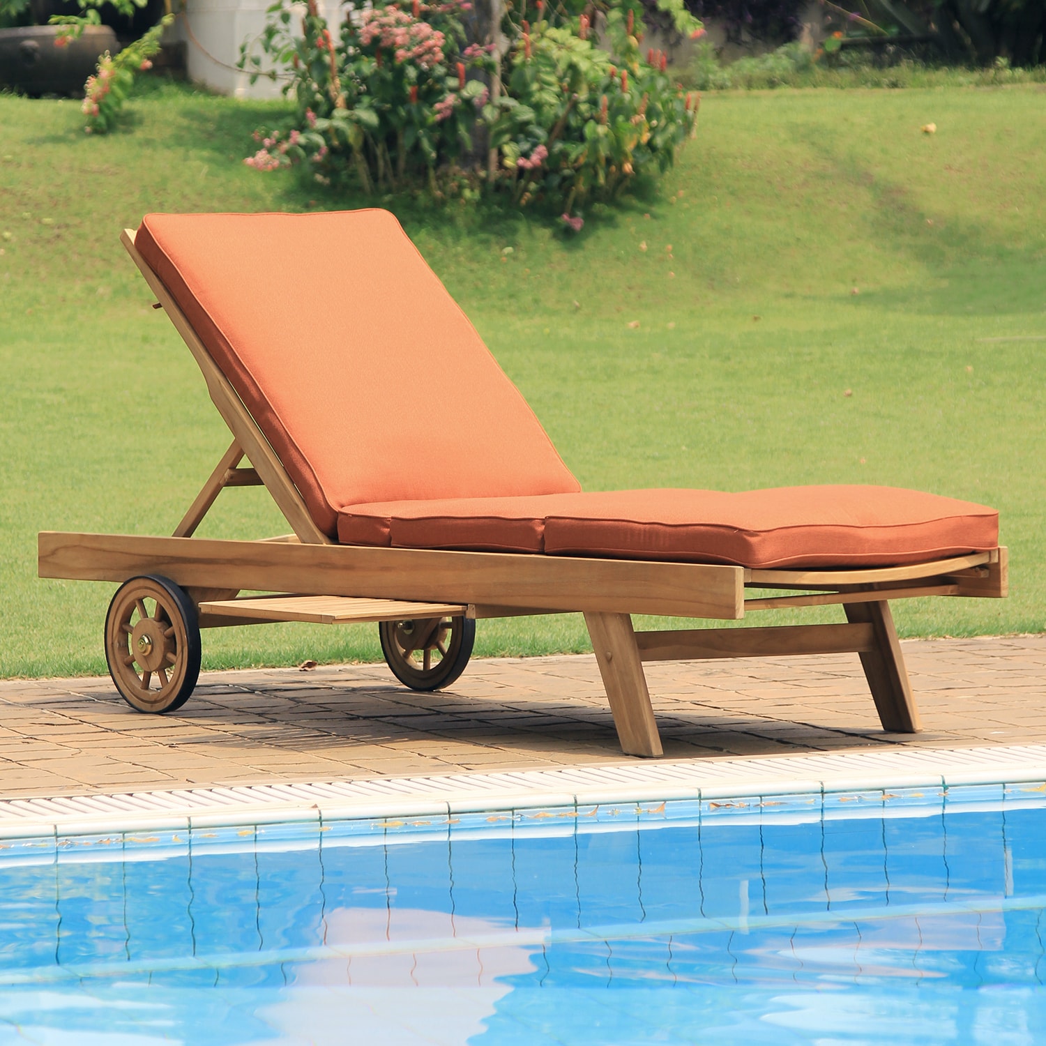 Cambridge Casual Heaton Natural Teak Wood Frame Stationary Chaise ...