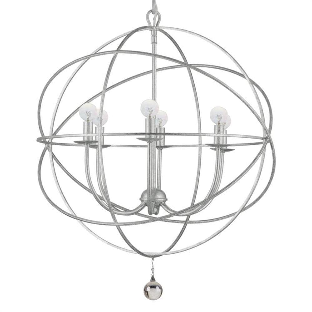 Crystorama 9226-OS Solaris 6 -Light Brushed Steel Transitional Crystal For Use in Bathrooms, Foyers, Kitchens, Chandelier