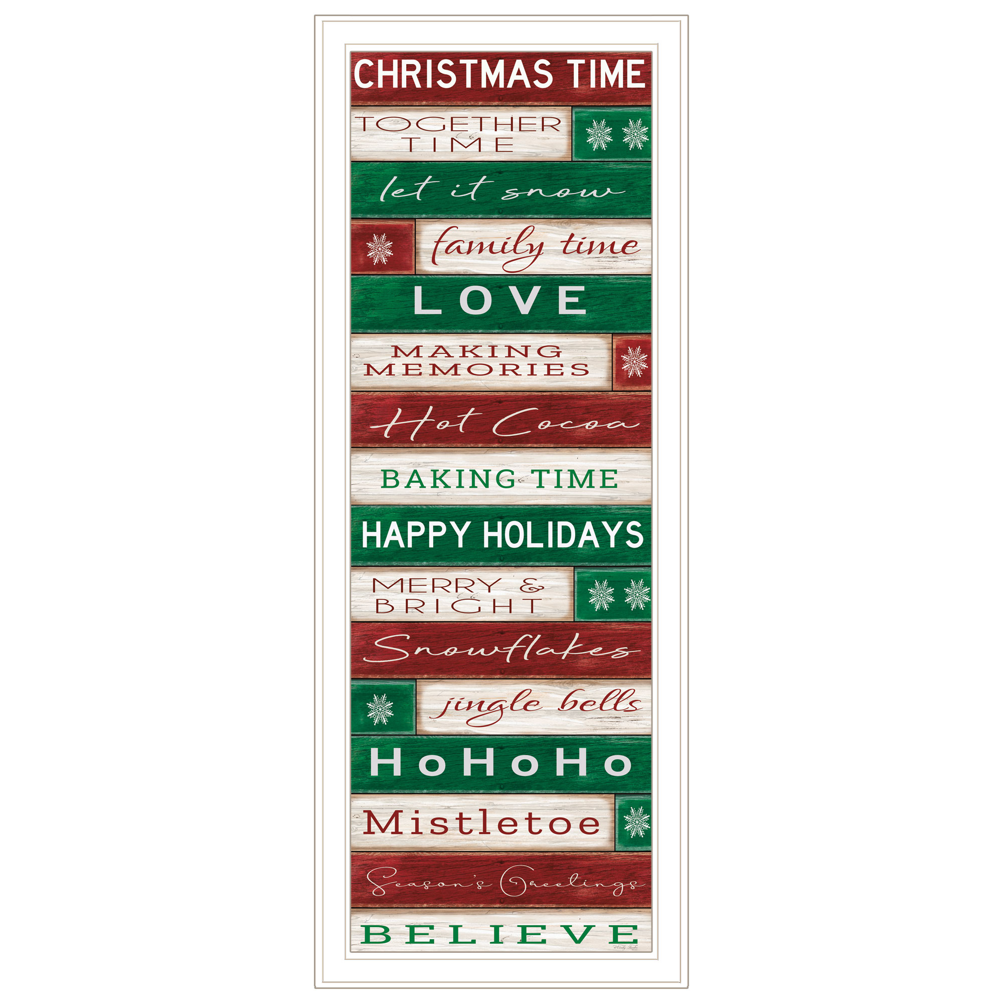 LUXEYARD Decor 4U Christmas Time White Framed Wall Art Cindy Jacobs