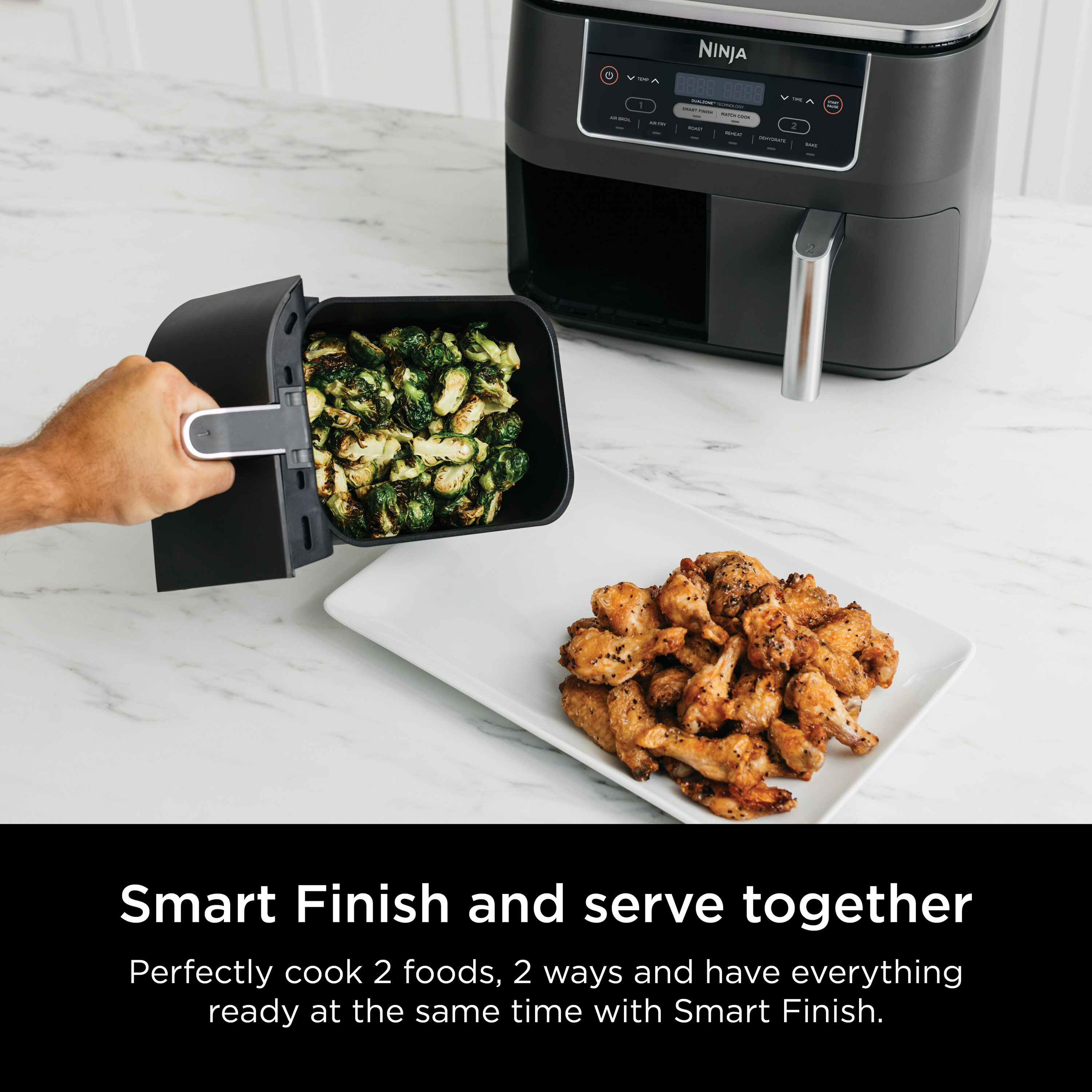 Ninja Foodi 6-in-1 8-Quart Dual-Zone Air Fryer with Smart Probe & Rack