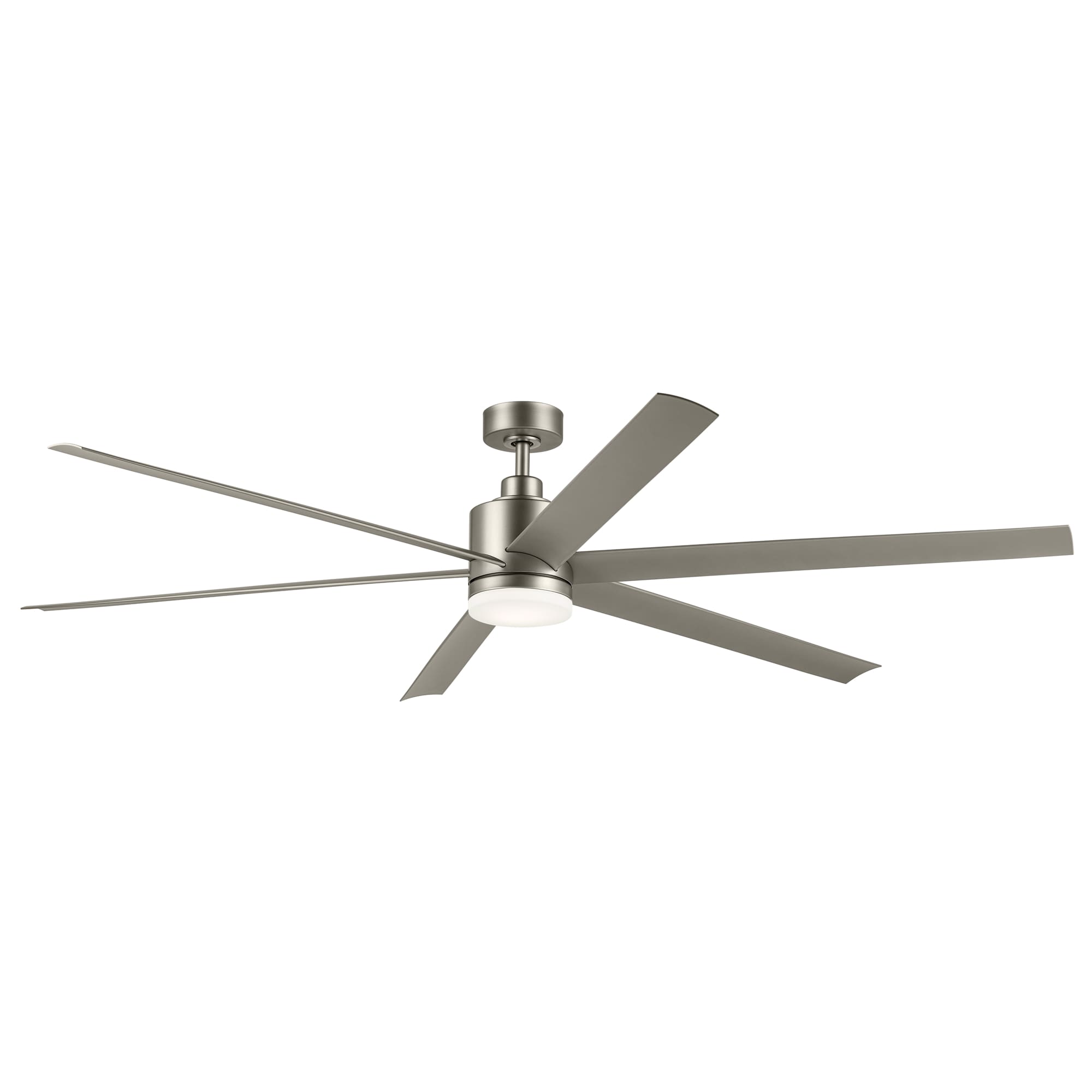 Kichler 310780NI Loa 80-in Color-Changing Integrated LED Outdoor Painted Brushed Nickel with Silver Blades Ceiling Fan With Light - Remote Included ( 6 -Blade )