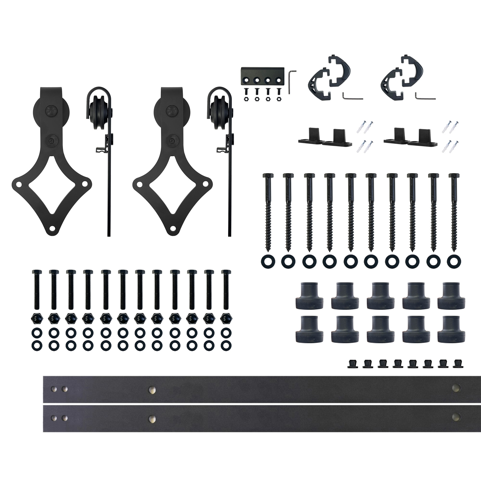 HOMACER LX2TGH144C 144-in Rustic black Black Indoor Diamond Double Barn door hardware kit