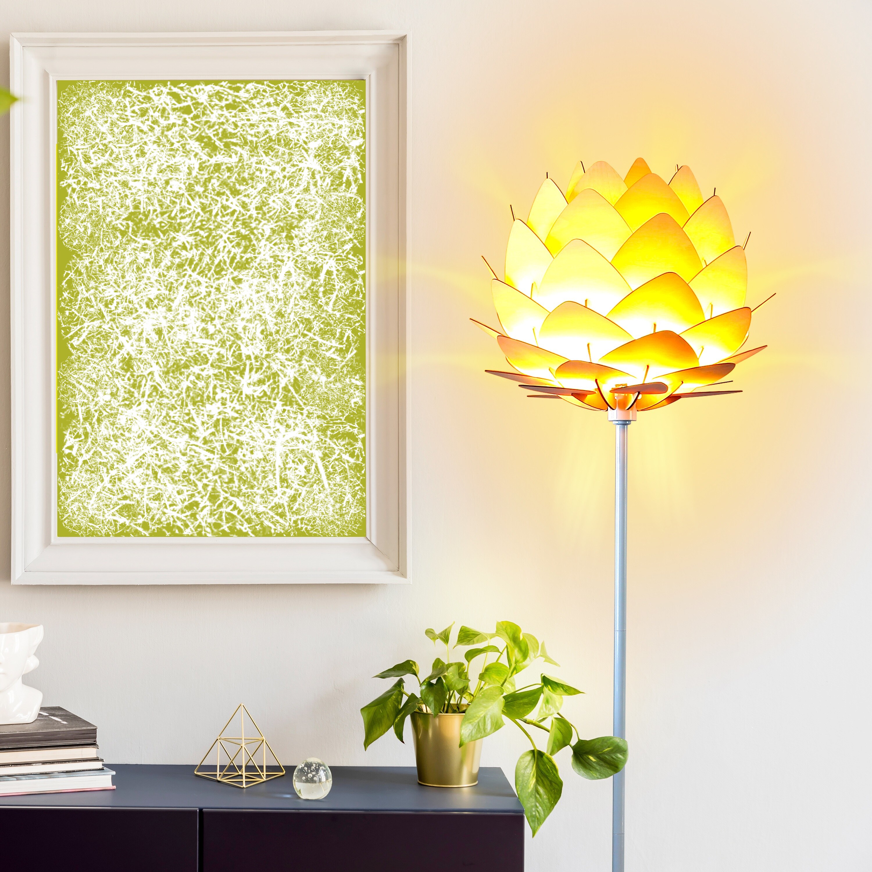 White 66" Torchiere Floor Lamp with Google Assistant for Kids