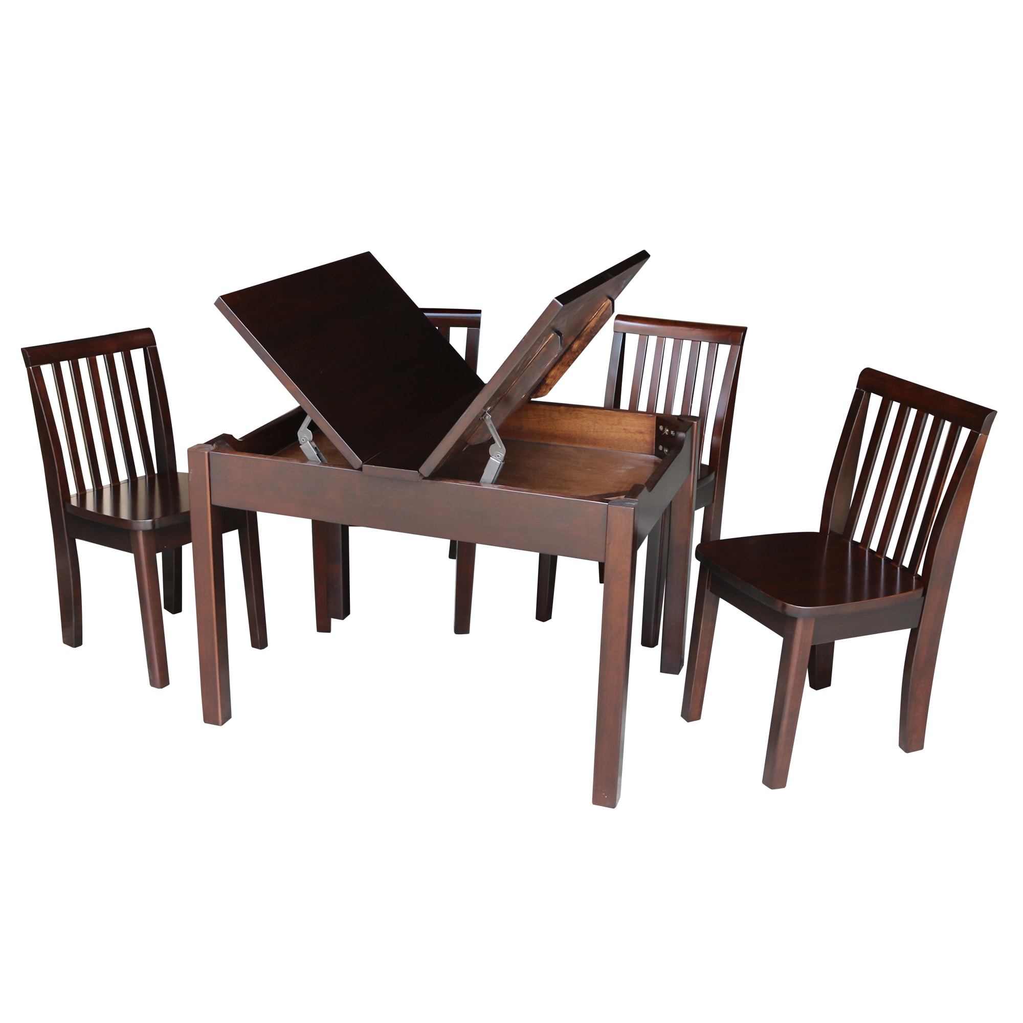International Concepts K15-JT2532L-263-4 Rich Mocha Rectangular Kid's Play Table ( Set of 4 Chairs)
