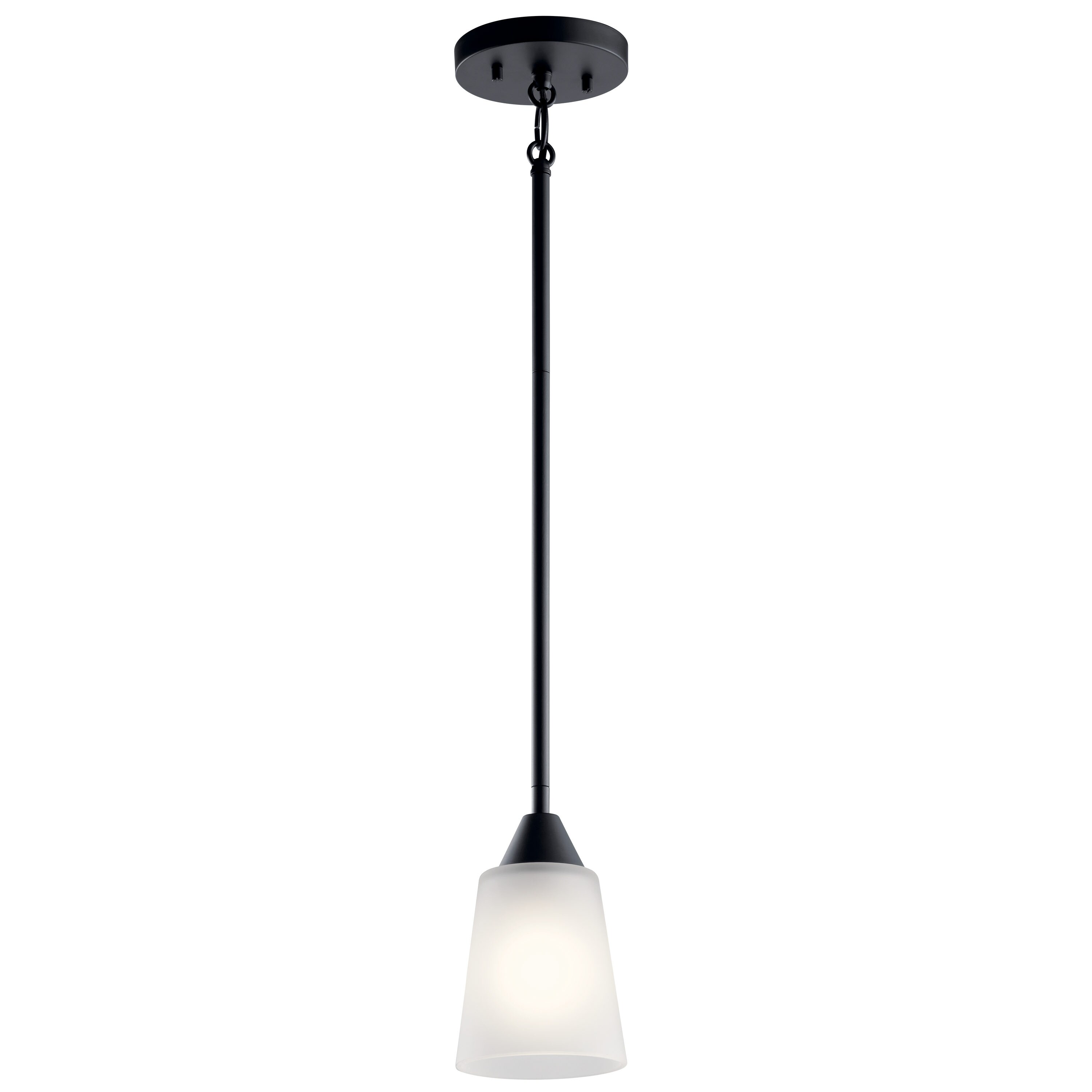 Kichler Skagos Black Modern/Contemporary Etched Glass Cone Mini Pendant Light
