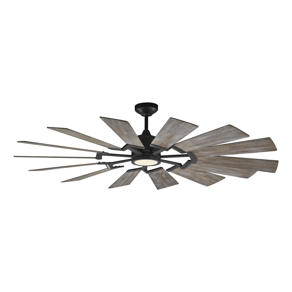 Generation Lighting 14PRR62AGPD Prairie 62-in Aged Pewter Indoor/Outdoor Ceiling Fan with Light Remote (14-Blade)