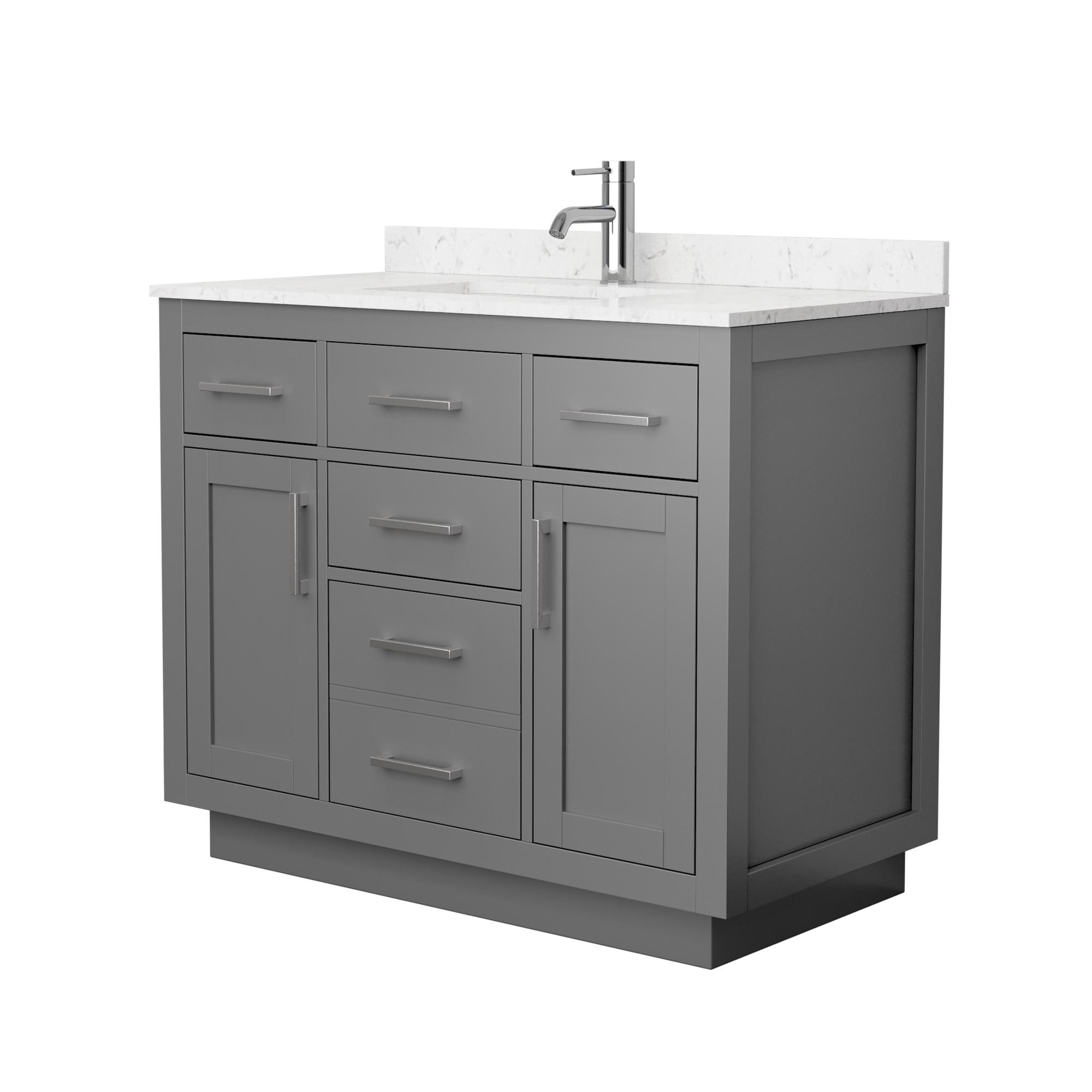 Wyndham Collection WCG262642SKGCCUNSMXX Beckett TK 42-in Dark Gray Undermount Single Sink Bathroom Vanity with Carrara Cultured Marble Top