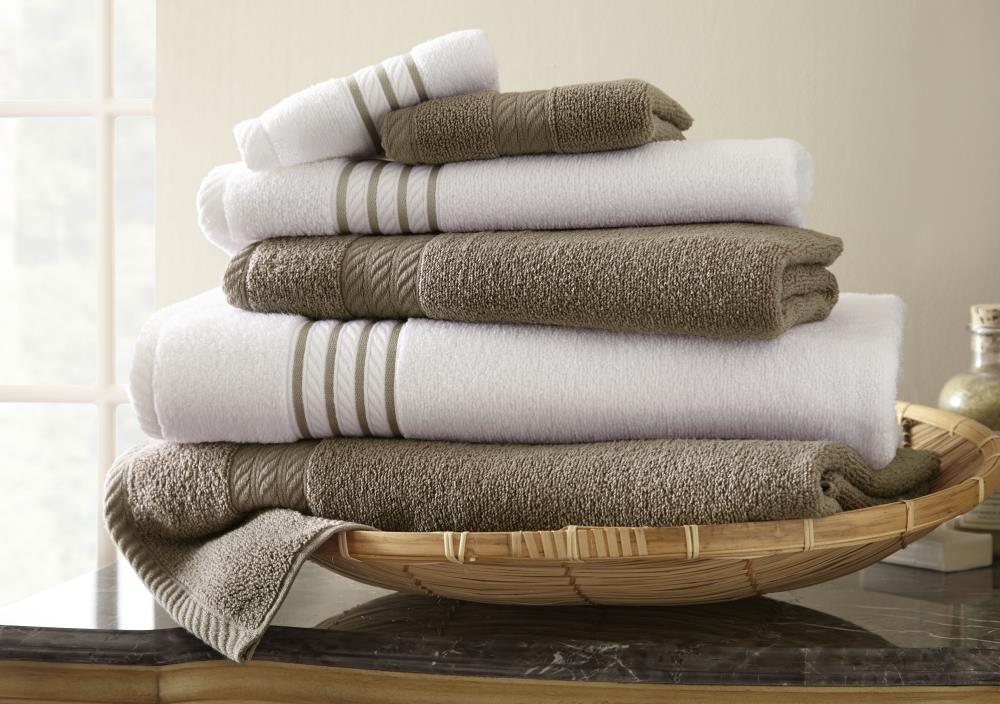 Amrapur Overseas 6-Piece Taupe Cotton Quick Dry Bath Towel Set (QD ...