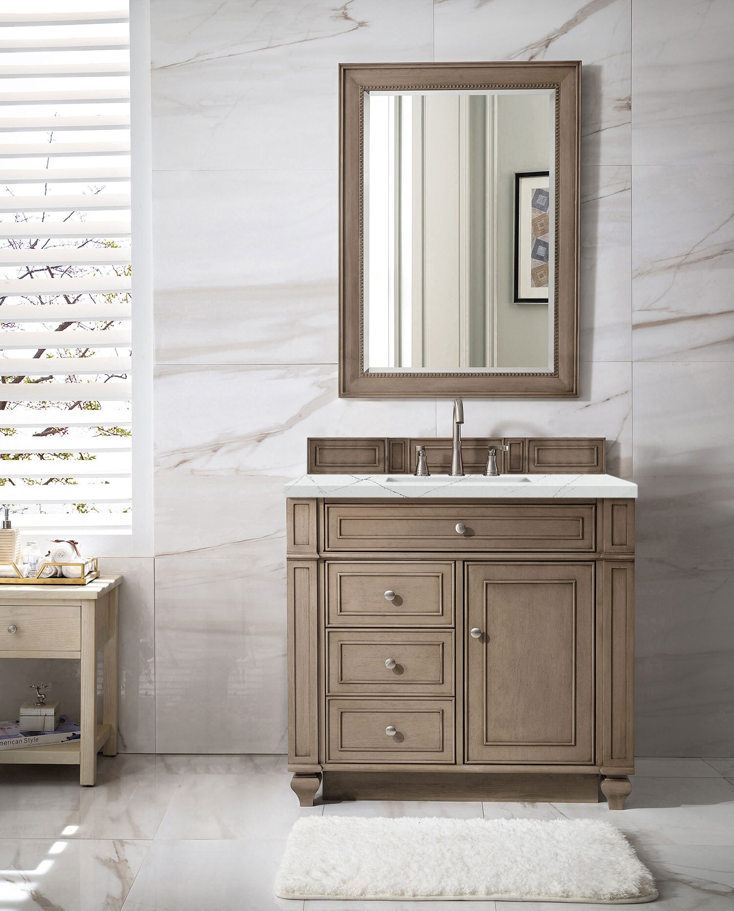 James Martin Vanities Bristol 36-in Whitewashed Walnut Undermount ...