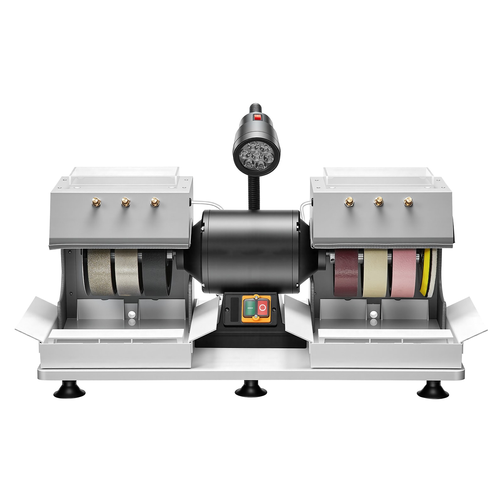 GIVIMO Cabbing Machine 6-in 2/5-HP 1800-RPM Lapidary Rock Grinder Polisher with Diamond and Resin Wheels LED Lamp Water System Lapidary Equipment for Gemstone Grinding Stone Polishing #LW108GIVSS4293