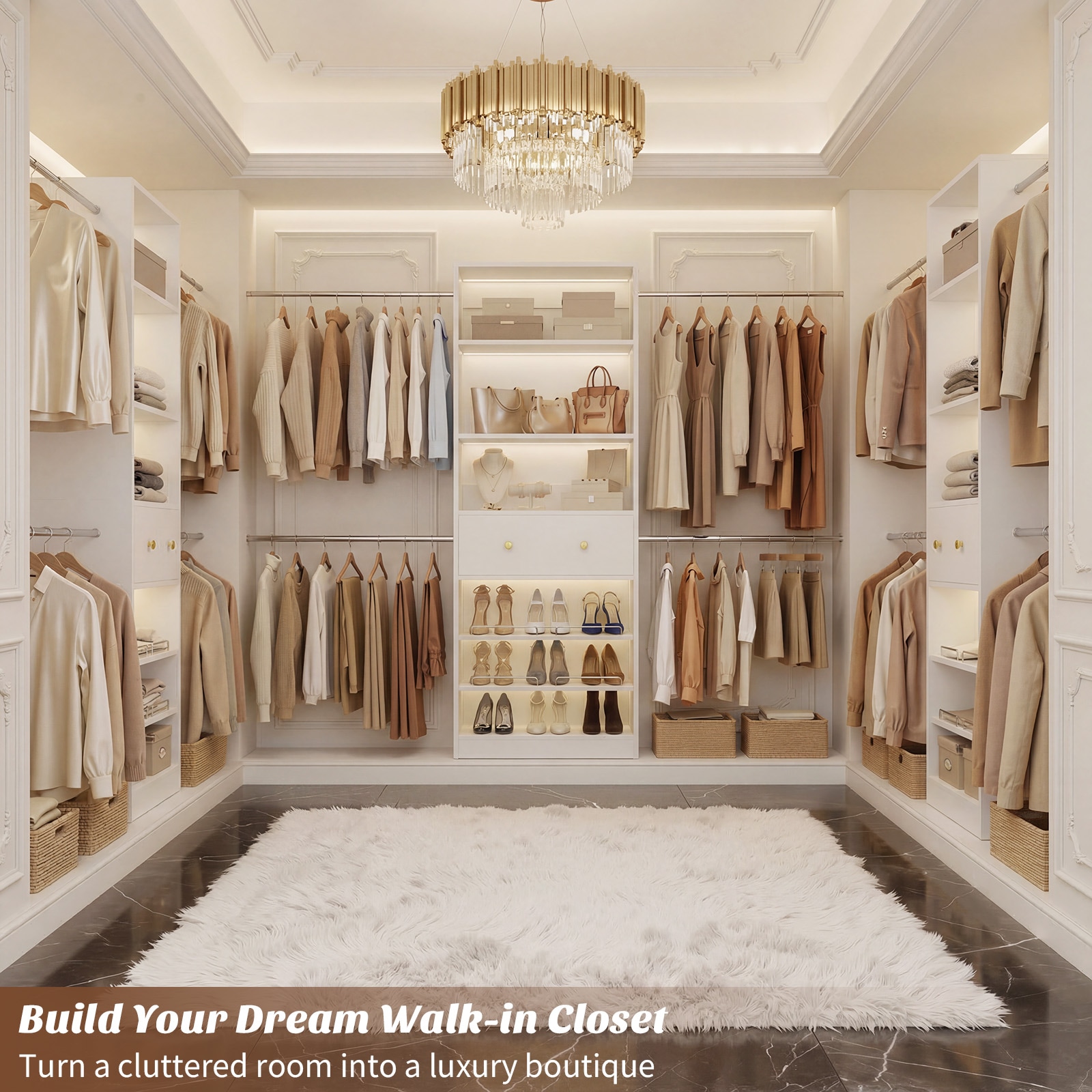 Aheaplus YCG-DCTJY-WHITE Wood-Closet-Kits - View #3