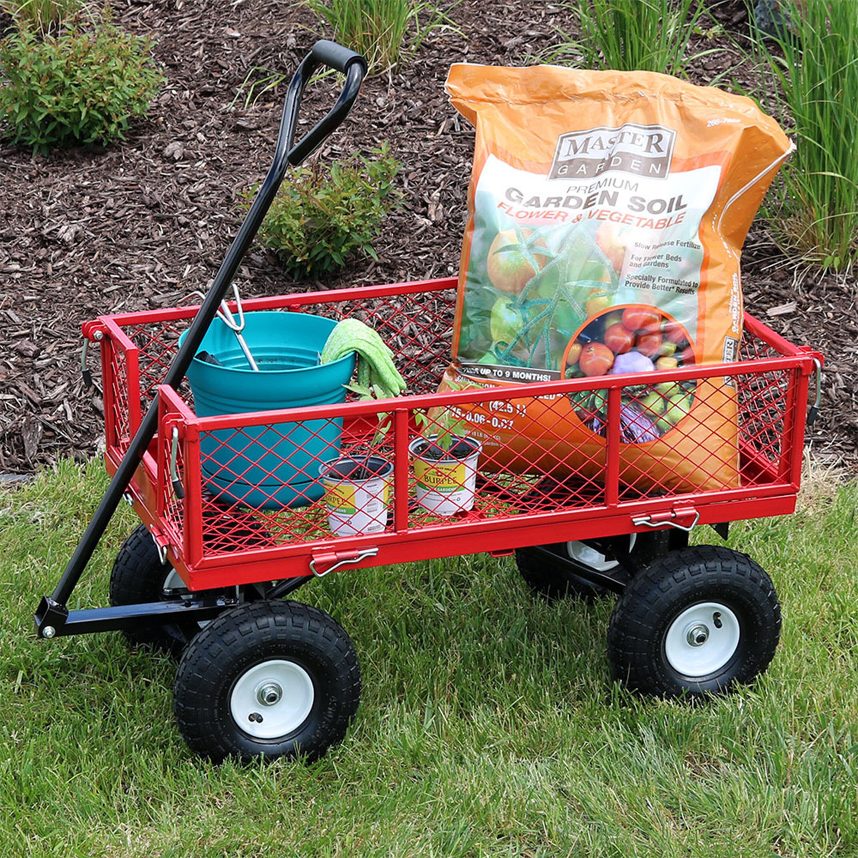 Sunnydaze Decor 4-cu ft Steel Yard Cart in the Yard Carts department at ...