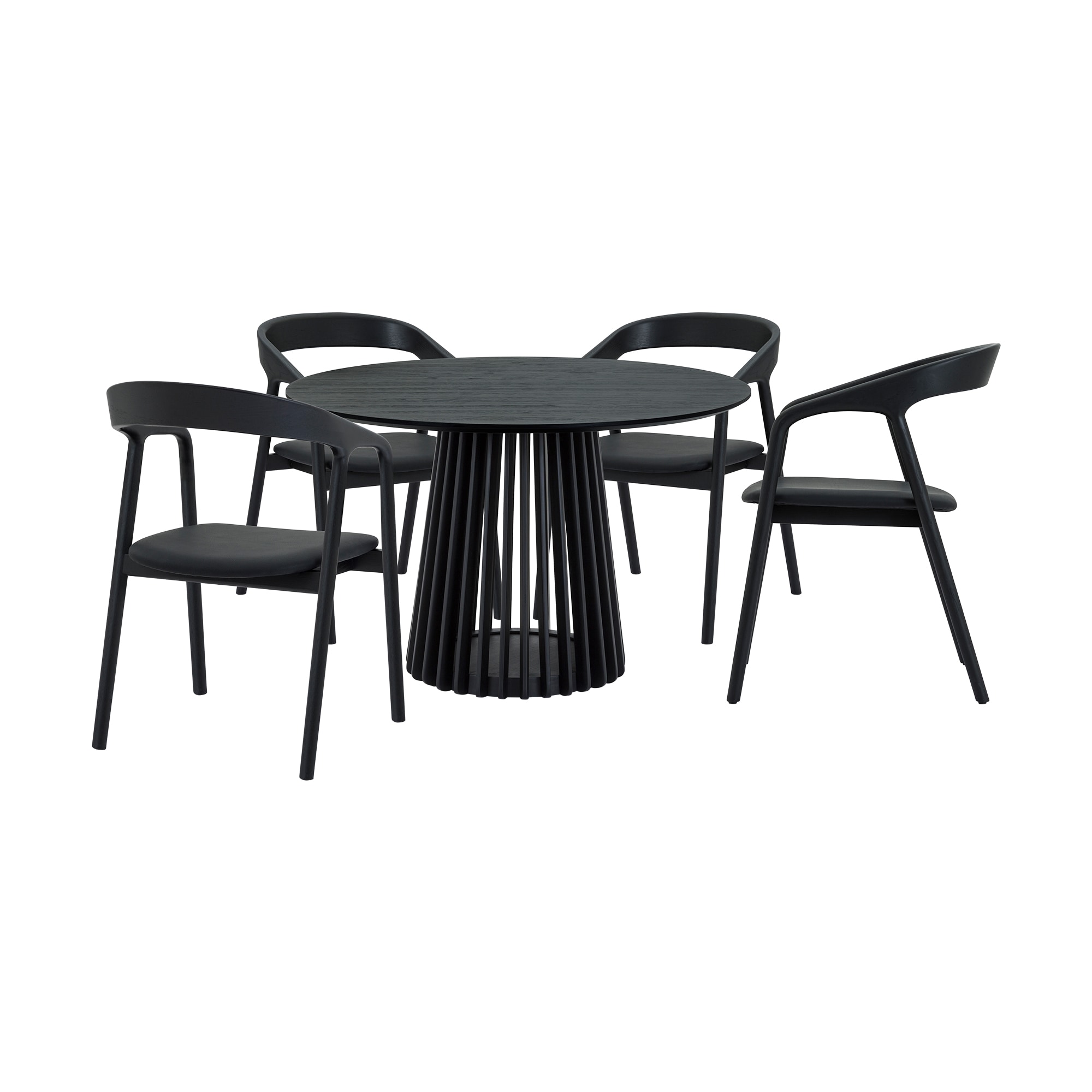 Armen Living SETRPA5APBLK Black Contemporary/Modern Dining Room Set with Round Table ( Seats 6 )