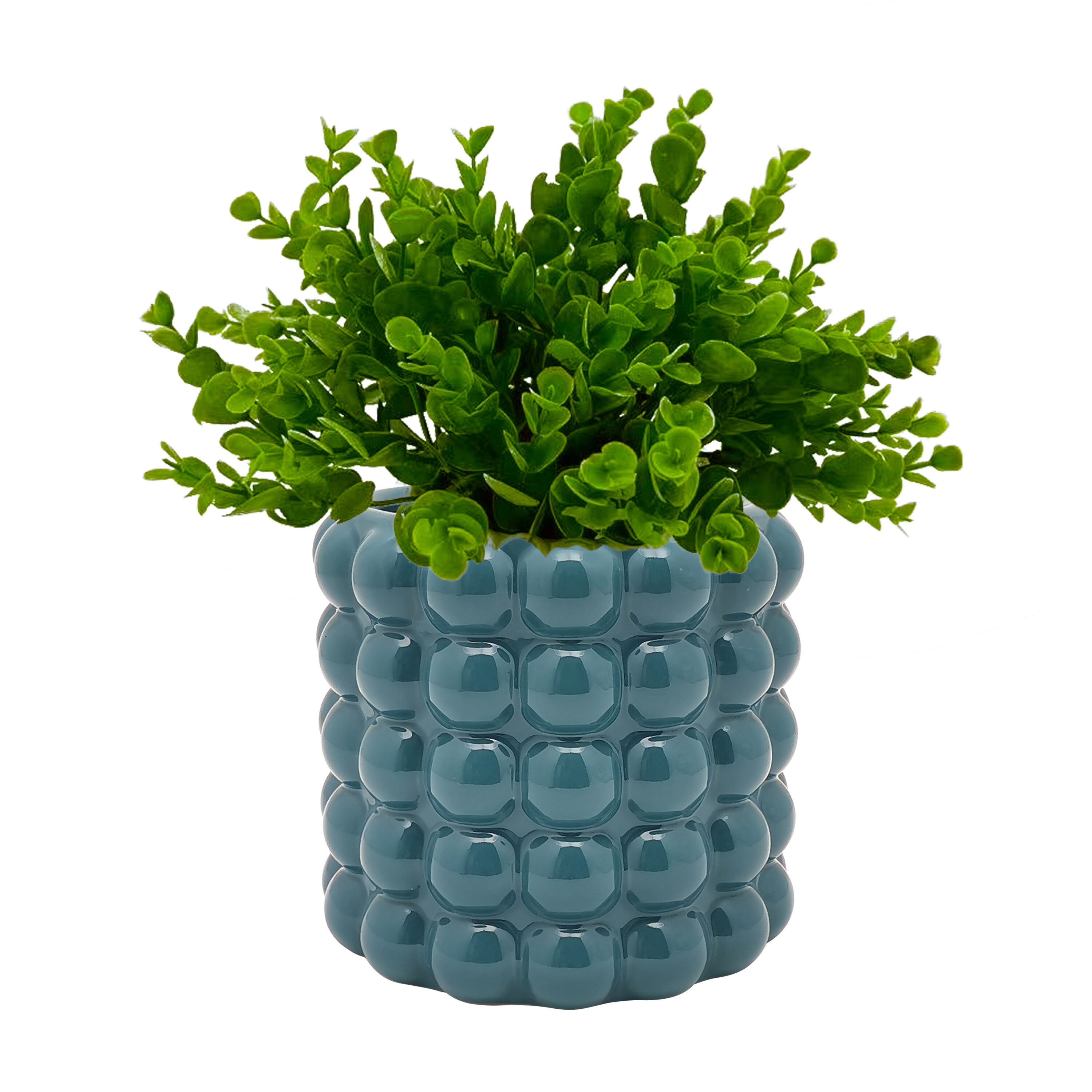 Origin 21 Round 7 63 In W X 7 In H Blue Ceramic Indoor Outdoor Planter   64171739 