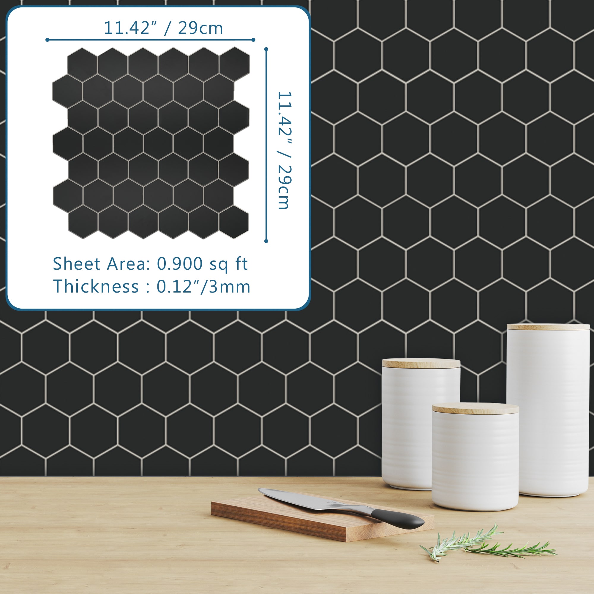 SUNWINGS HEX48-BLK-10 Ceramic-Tile - View #7