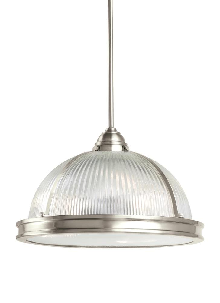Generation Lighting 65062EN3-962 Pratt Street Prismatic 3 -Light Brushed Nickel Modern/contemporary Textured glass Dome Medium Outdoor Hanging Pendant light
