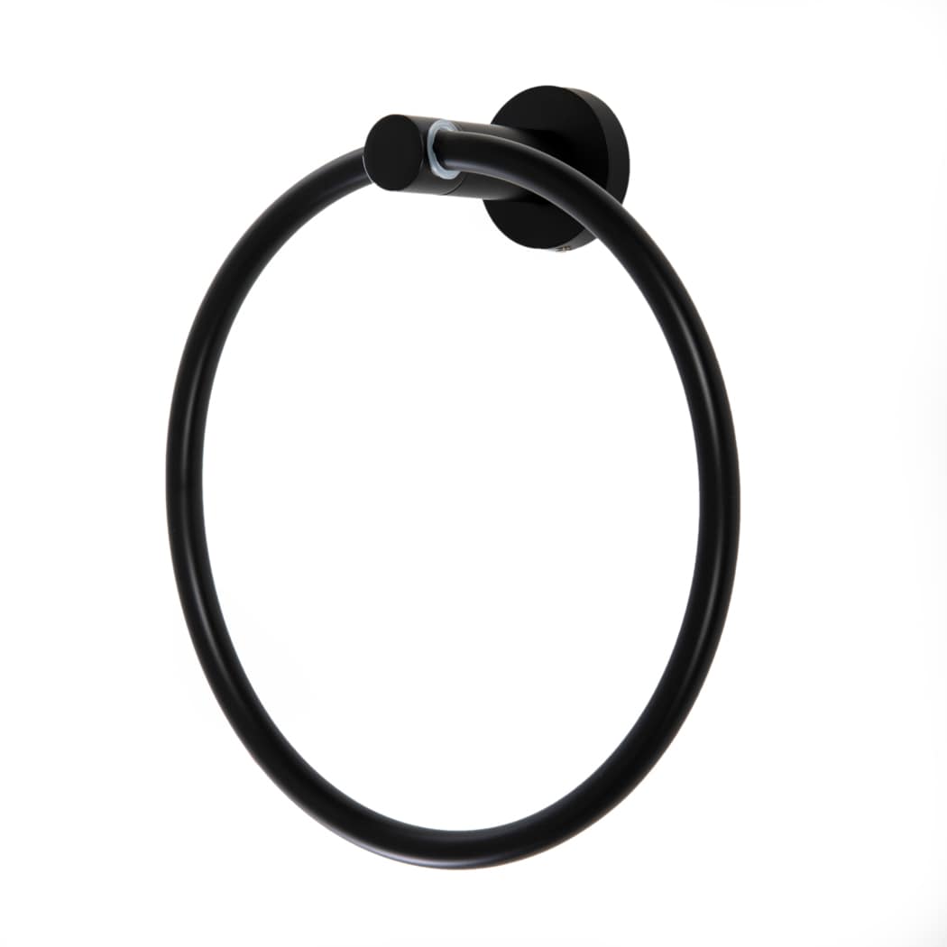 Italia Florence Matte Black Wall Mount Single Towel Ring in the Towel Rings department at Lowes