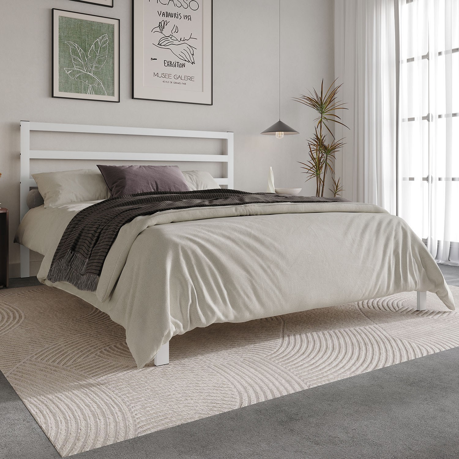 CasePiece CMB031TPL-WT-MT White Twin Metal Platform Bed