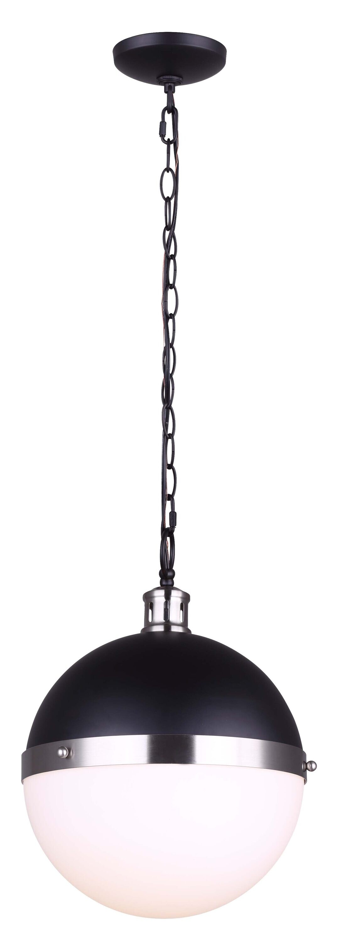 canarm delta matte black and brushed nickel contemporary globe pendant light