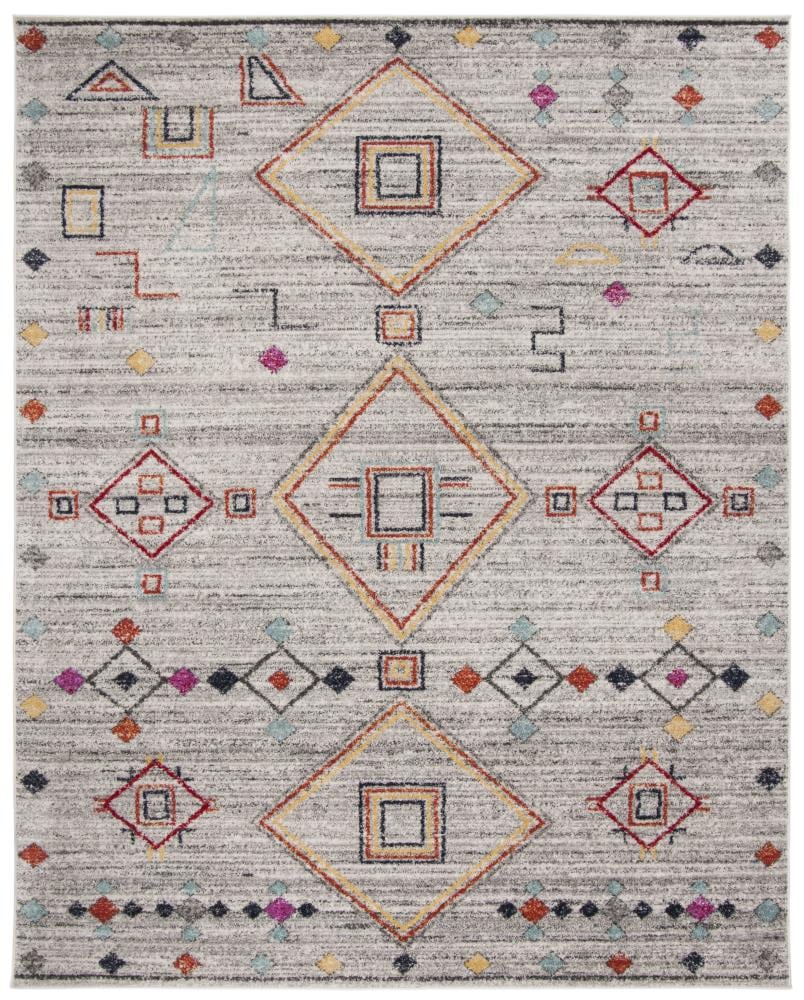 Safavieh ADR208F-9 Adirondack Teva 9 x 12 (ft) Loomed Polypropylene Light Gray/Red Rectangular Indoor Abstract Moroccan Area rug