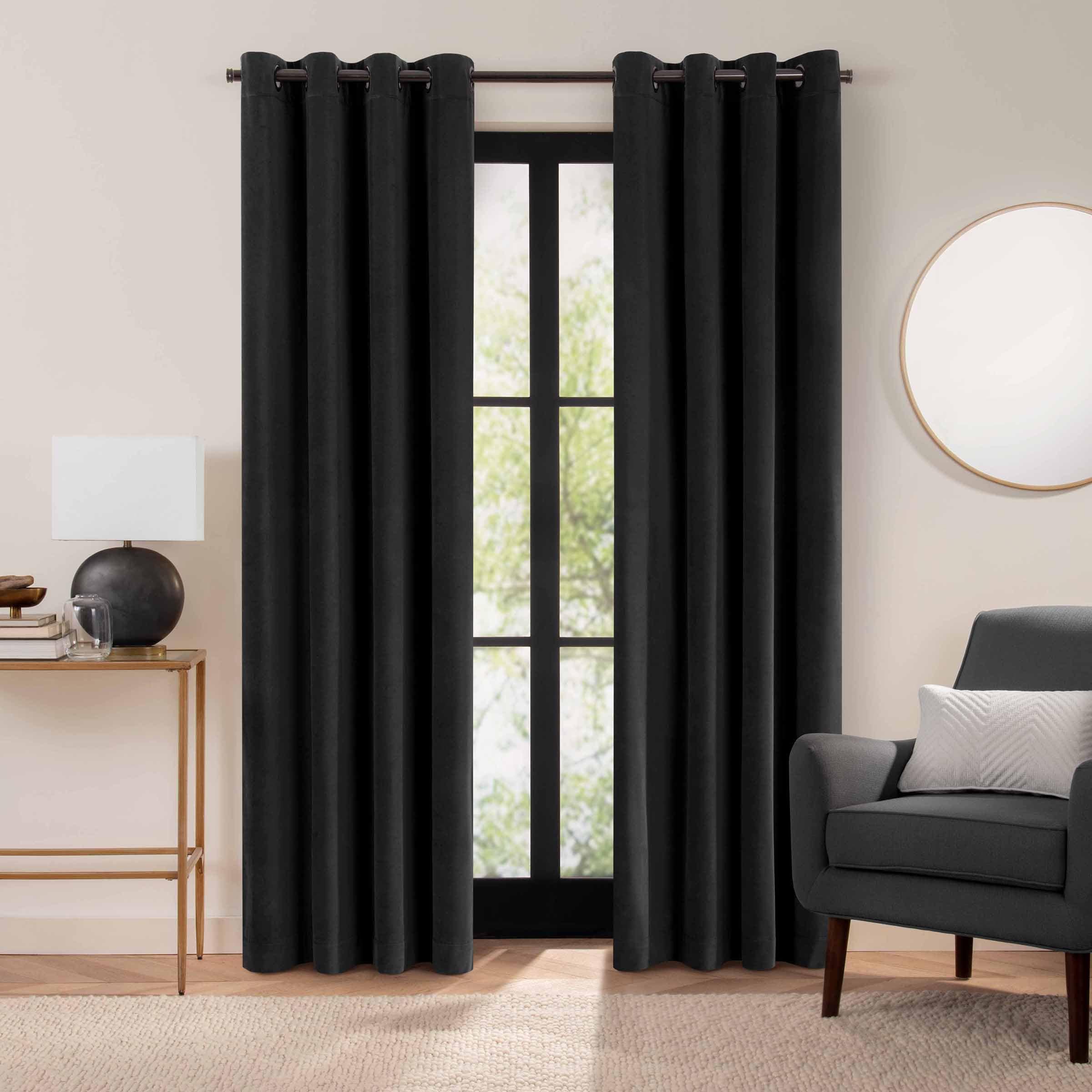 Eclipse 28628203387 96-Inches Black Blackout Thermal lined Grommet Single curtain panel