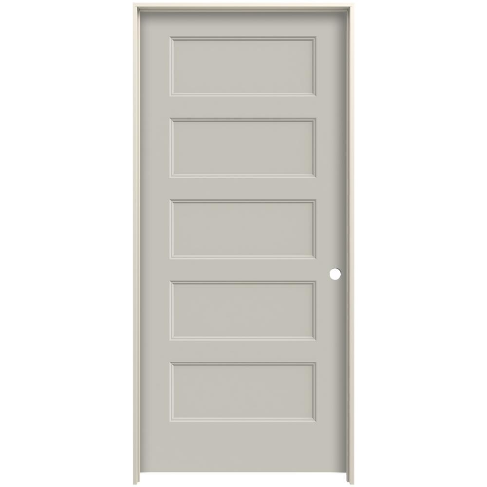 JELD-WEN 30-in x 80-in Ash Hollow Core 5-panel Equal Left Hand Smooth Prefinished Molded Composite Flat Jamb Single Prehung Interior Door in Brown -  LOWOLJW226200056