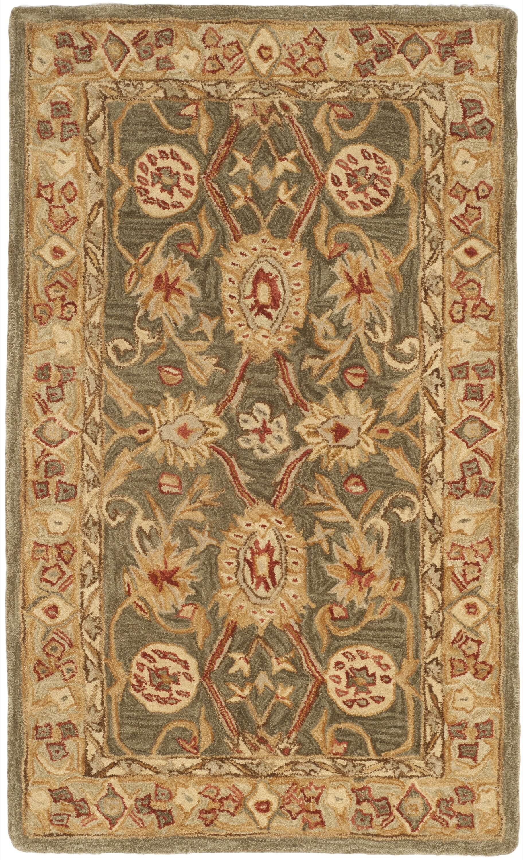 Safavieh AN516A-3 Anatolia Lycia 3 x 5 (ft) Tufted Wool Brown/Ivory Rectangular Indoor Floral/Botanical Vintage Throw rug