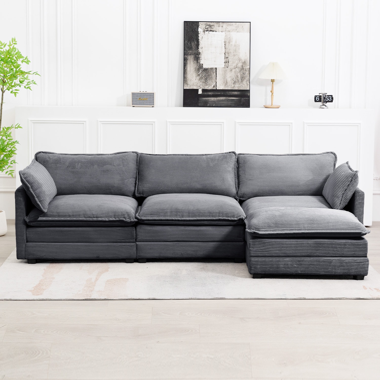 JEAREY DXRZJ-3S-BU Sectional sofa 101.6-Inches Modern Dark gray 4 -seater Sectional