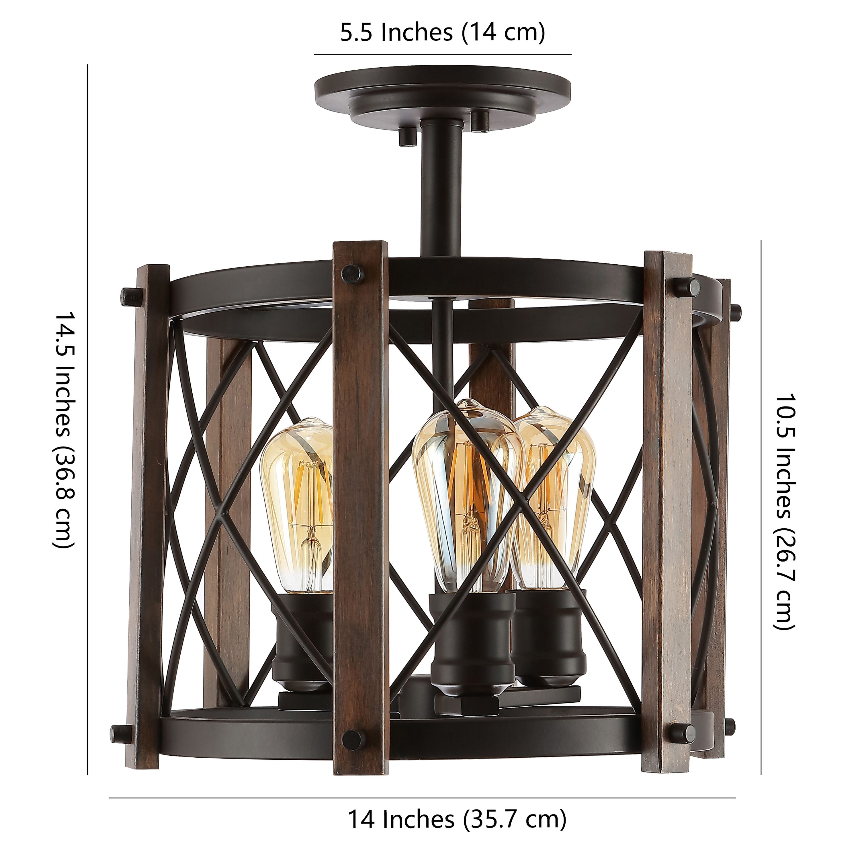 Ferme 14" 3-Light Oil Rubbed Bronze Farmhouse Flush Mount