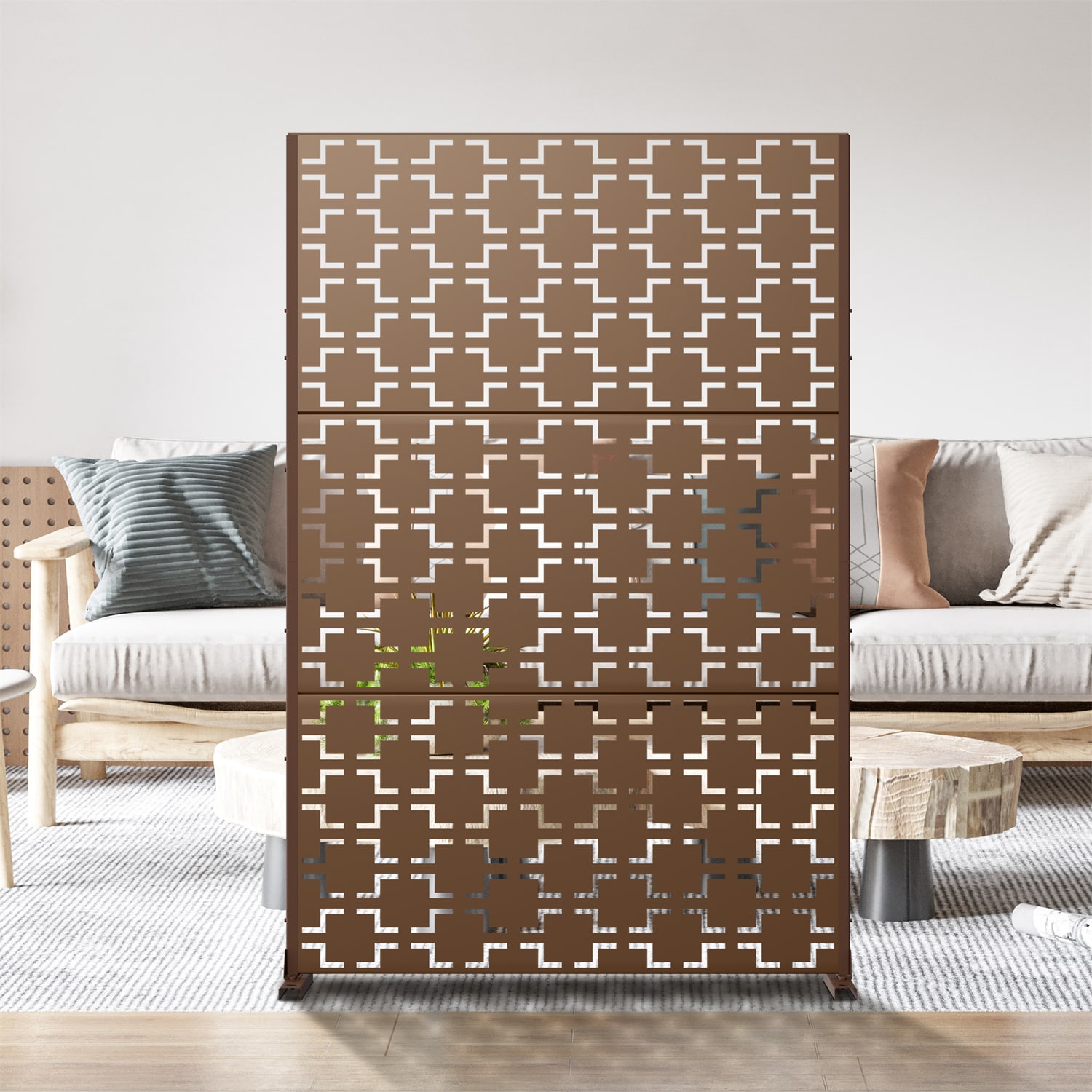 Dovelina LS-23113011 01 47-in W x 71-in H Tan Steel Outdoor Privacy Screen