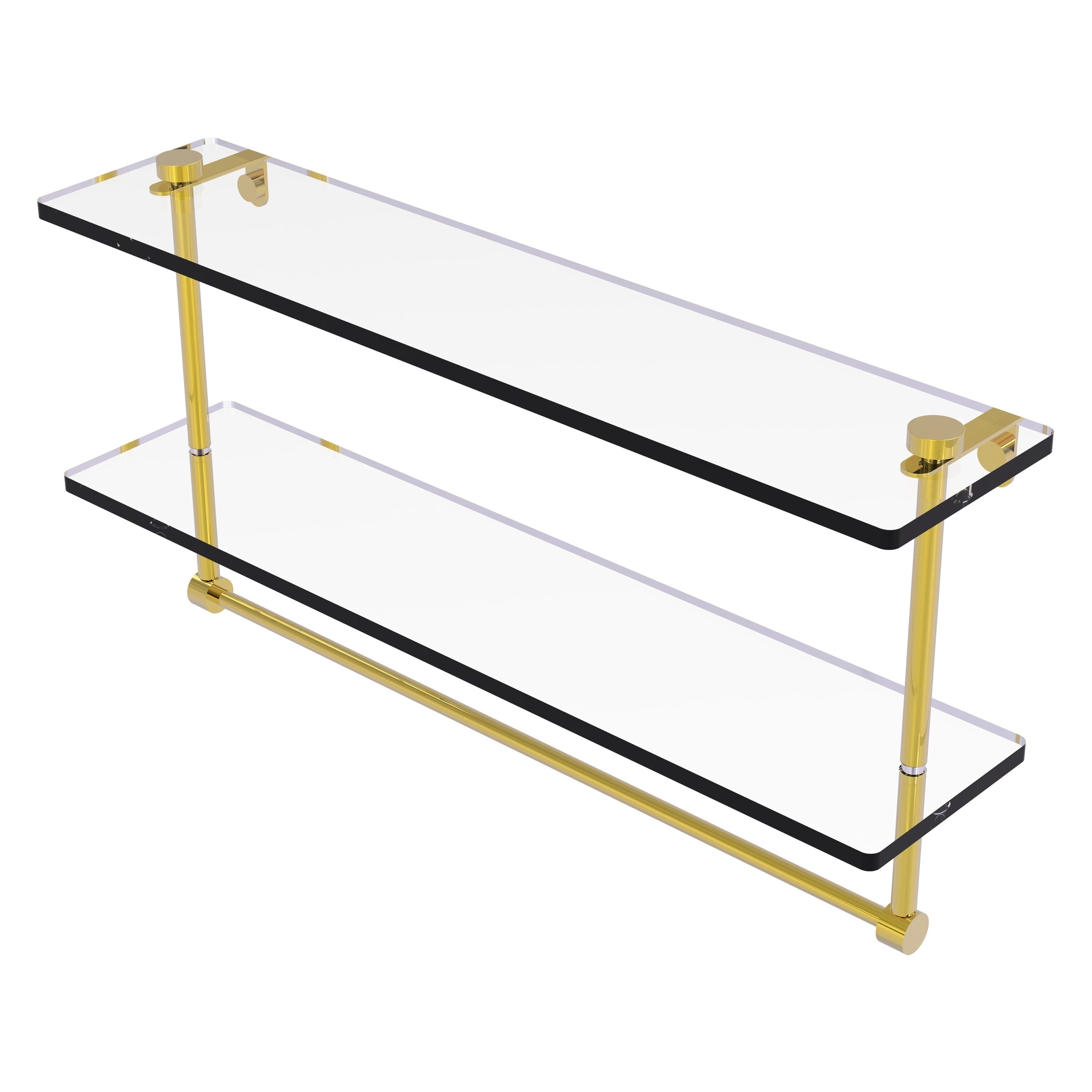 Allied Brass NS-2/22TB-PB Polished Brass 2 -Tier Wall mount Bathroom Shelf ( 22-in x 12-in x 5-in )