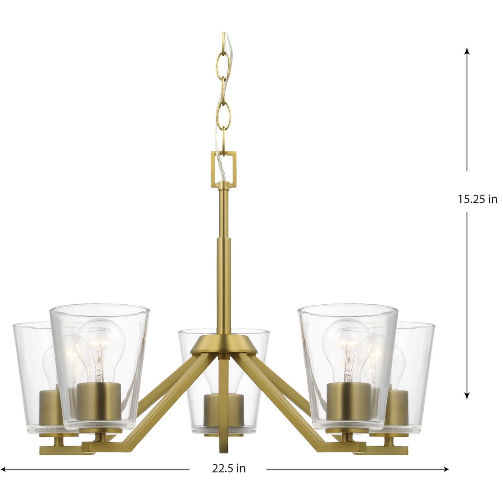 Vertex Brushed Gold and Nickel Five Light Chandelier