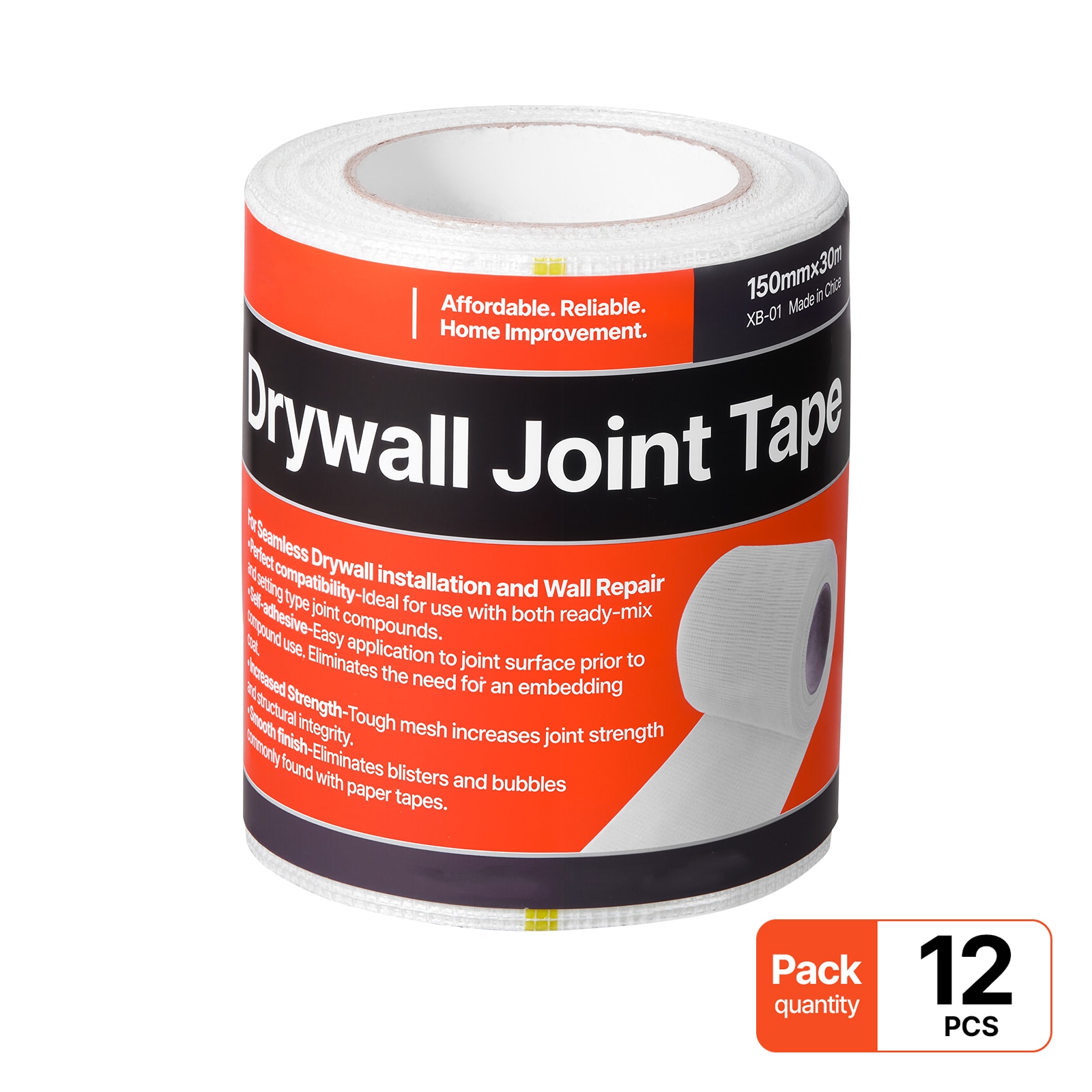 GIVIMO Self-Adhesive Fiberglass Drywall Joint Tape 5.91-in x 98.43-ft 12-Rolls Wide Coverage Crack Repair Wall Patch Drywall Mesh Tape