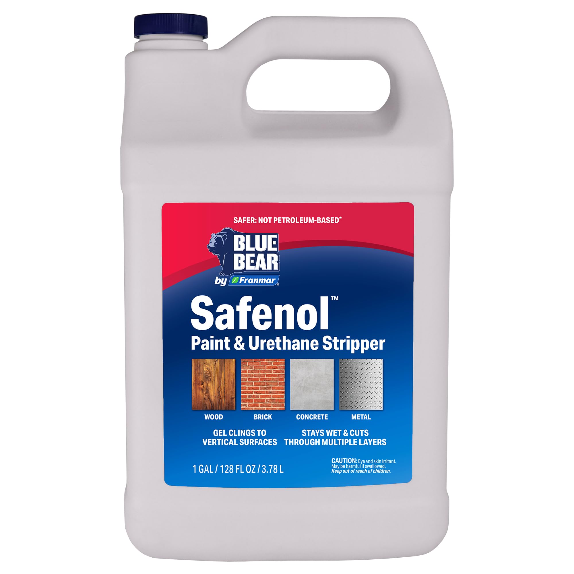 Blue Ember BLUE BEAR Safenol Paint Urethane Stripper Low Odor Safer Non-caustic Remover for Paint Urethane Enamel Sealers Indoor/Outdoor Clings to Vertical Surfaces (1 Gallon)