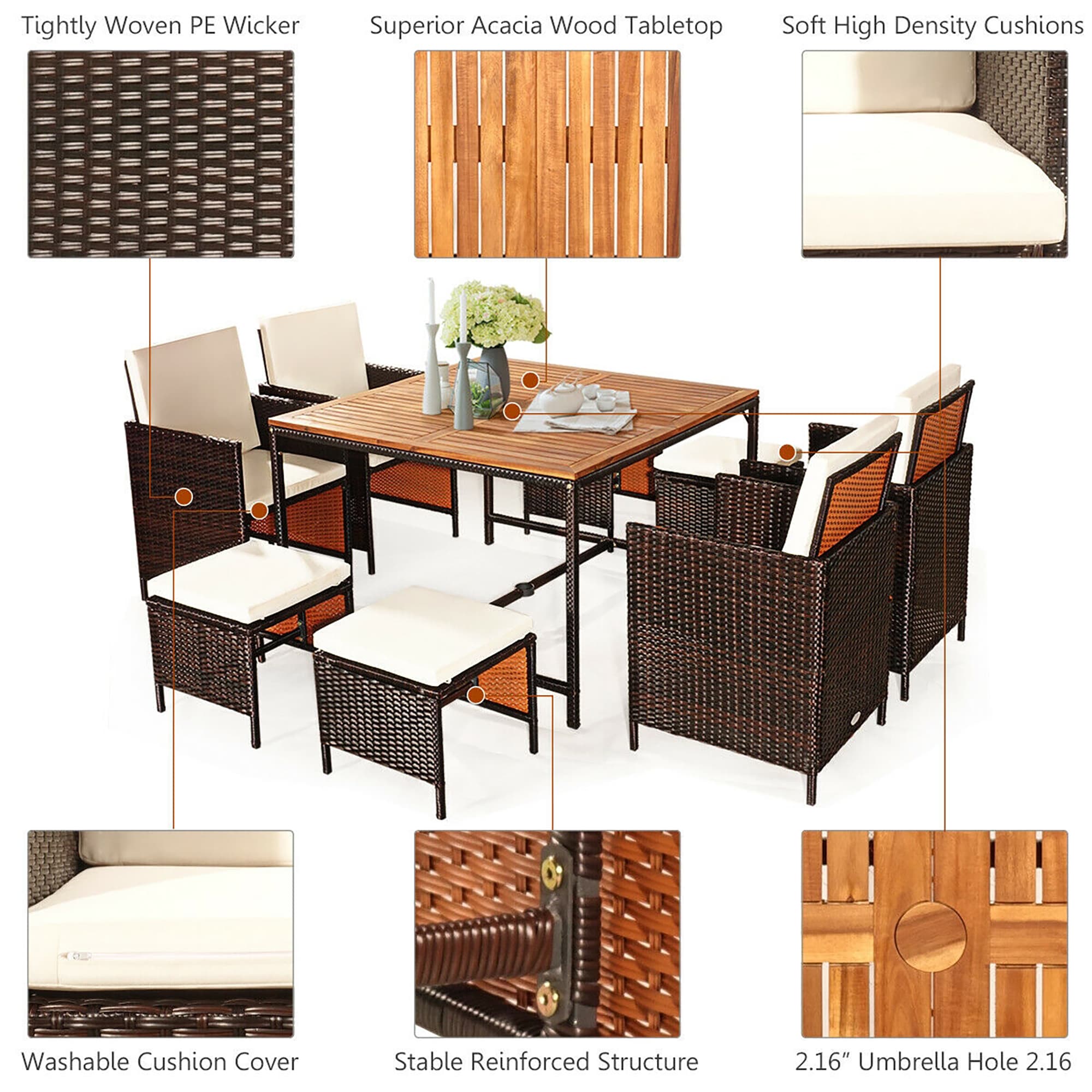 Forclover HYFW-674WH+ Patio-Dining-Sets - View #3