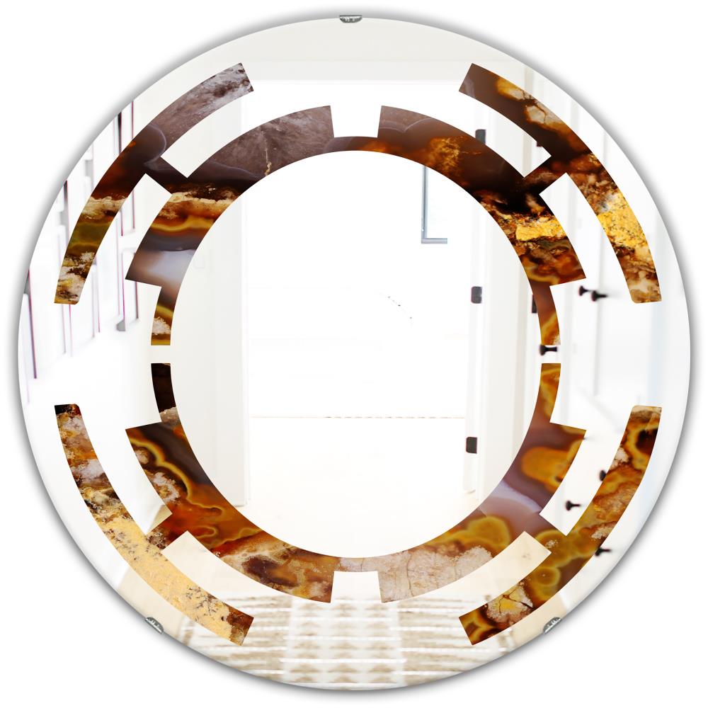 Designart 24-in W x 24-in H Round Brown Polished Frameless Wall Mirror ...