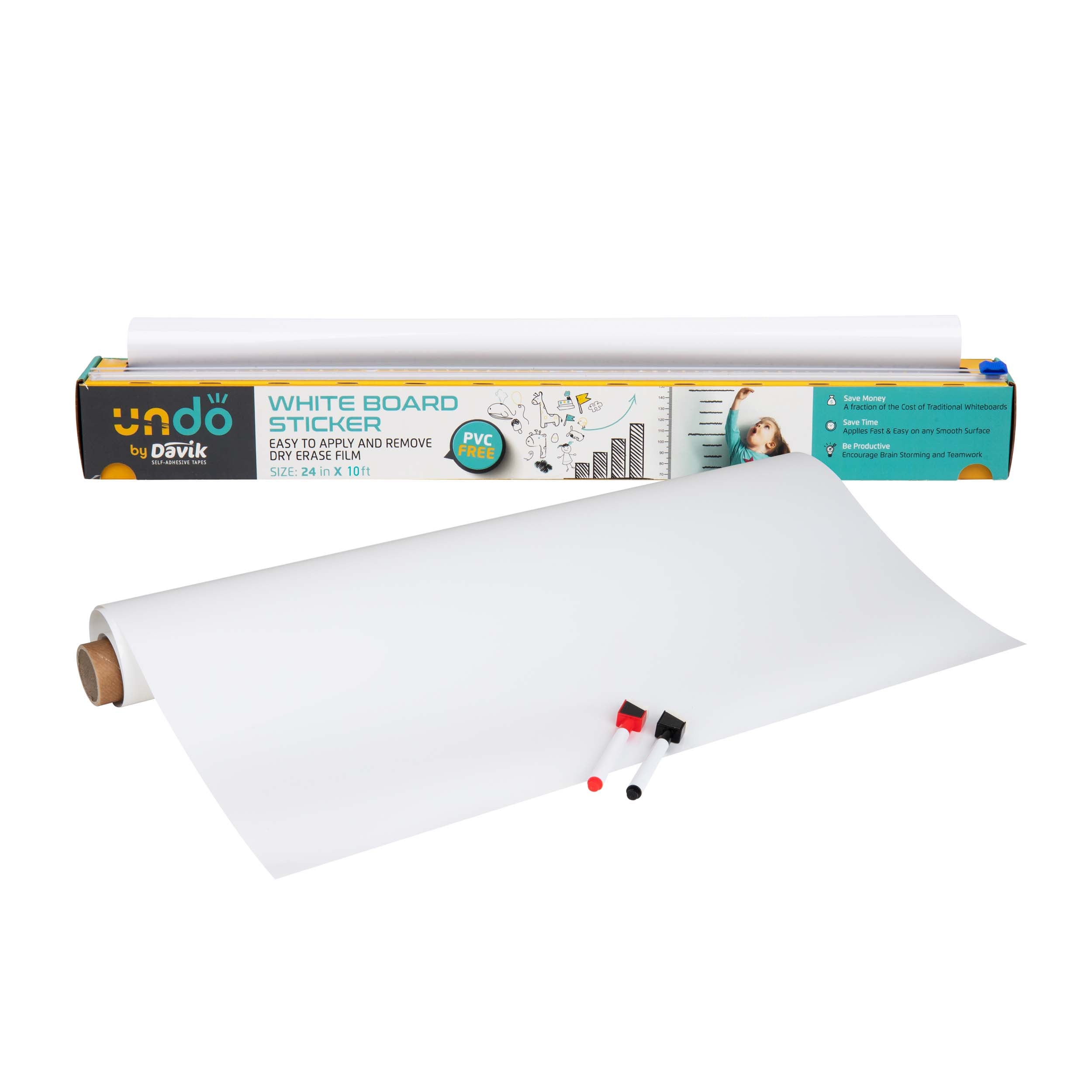 White Board Paper, Dry Erase Wallpaper, Peel and Stick Dry Erase Board, 36  x 24 Self Adhesive White Board Wall Paper for Kids Home & Classroom