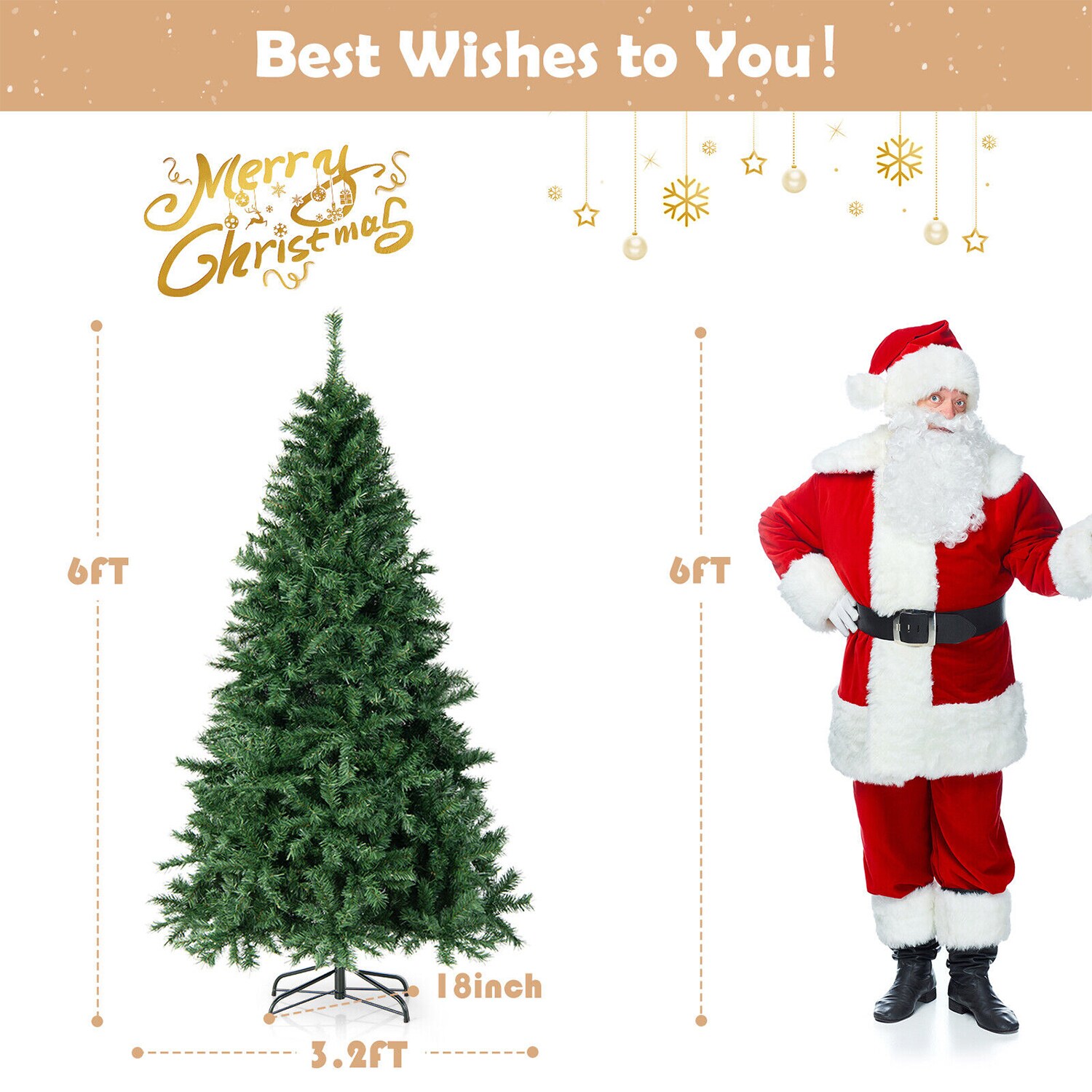 WELLFOR 6-ft Pre-lit Artificial Christmas Tree with LED Lights in the ...
